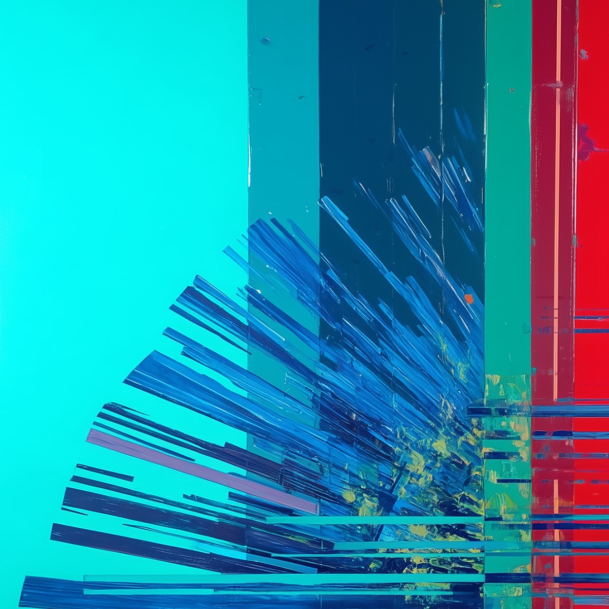 DIGITAL DAWN: Vibrant Abstract Modern Oil Painting - Image 6