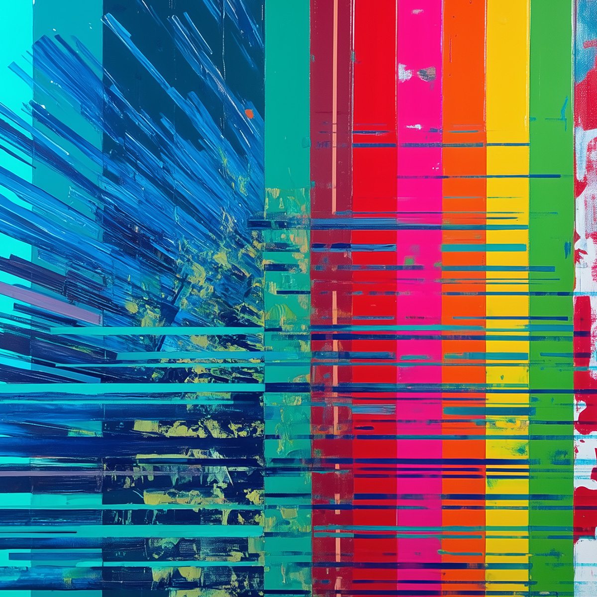 DIGITAL DAWN: Vibrant Abstract Modern Oil Painting - Image 8