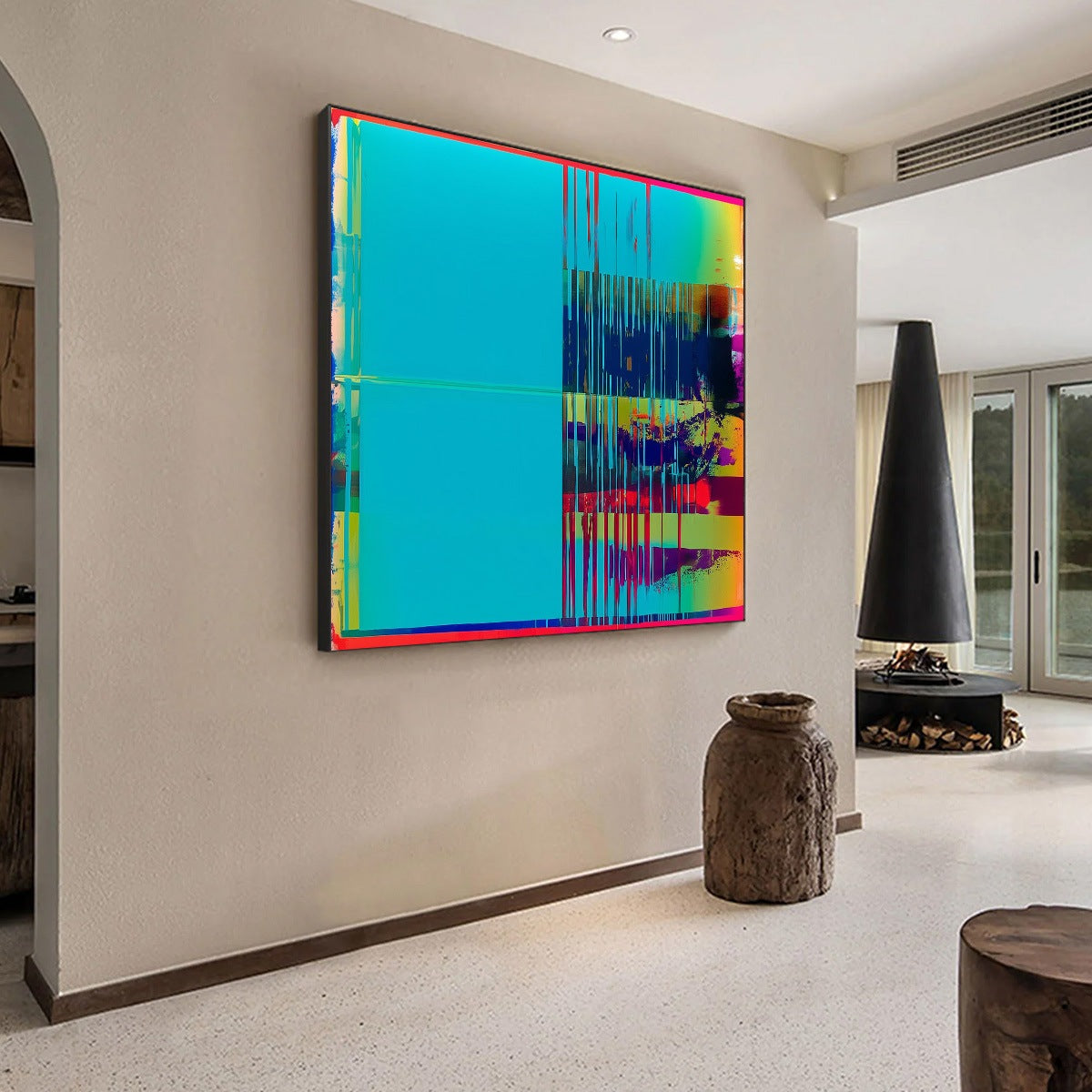DIGITAL INTERRUPTION: Vibrant Abstract Glitch Art Oil Painting - Image 6