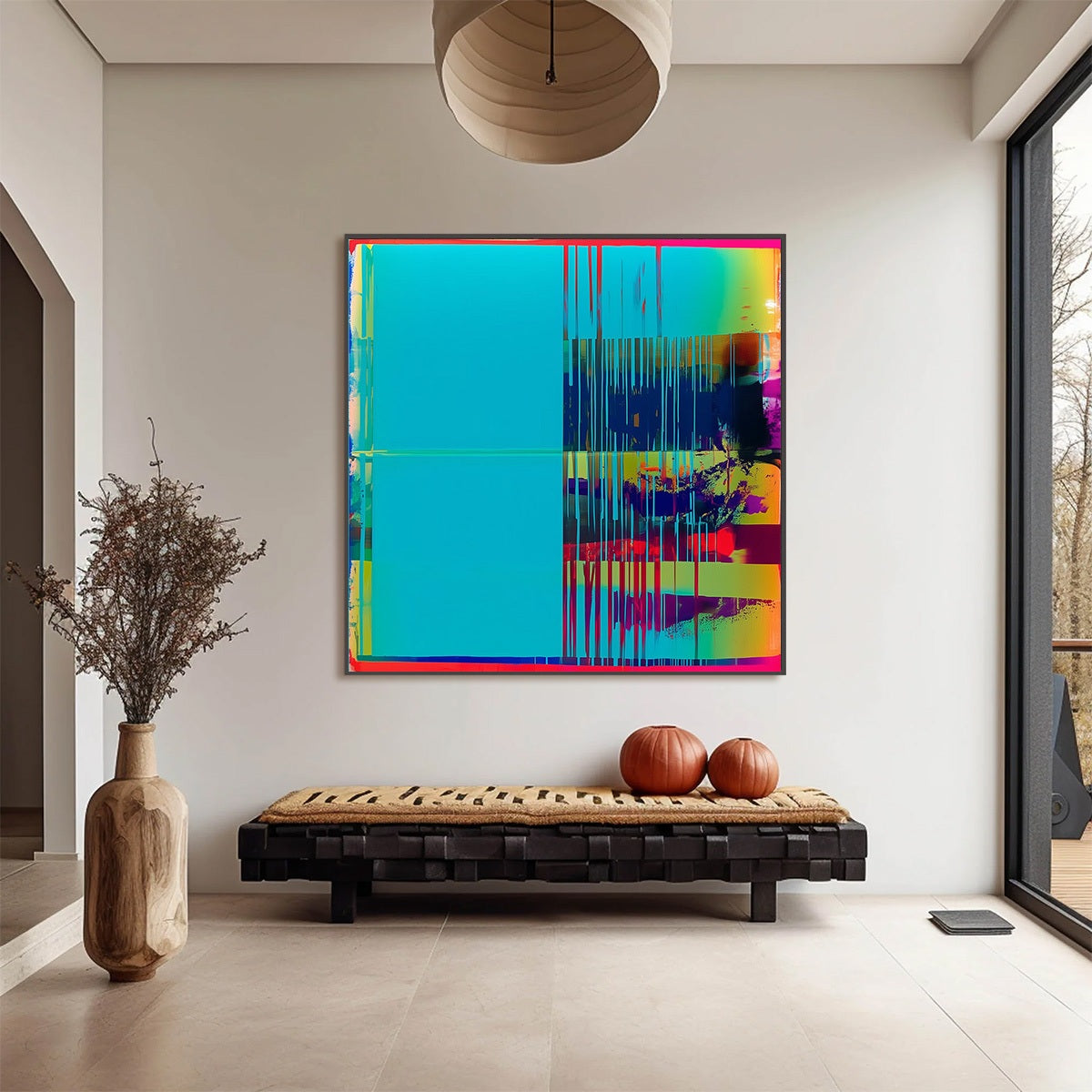 DIGITAL INTERRUPTION: Vibrant Abstract Glitch Art Oil Painting - Image 2