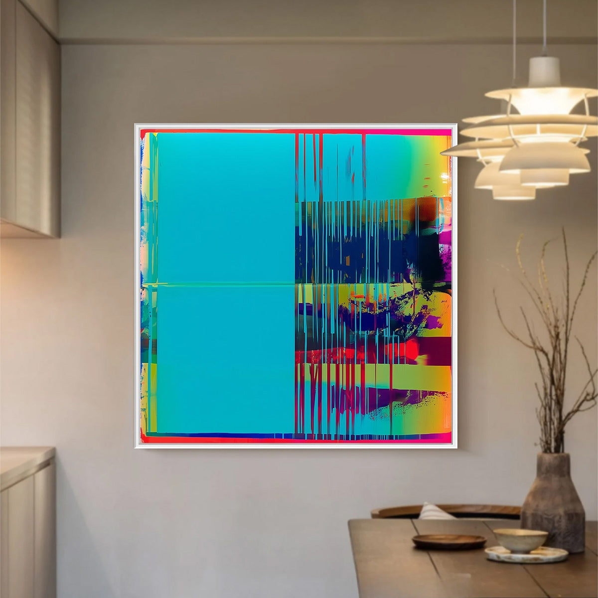 DIGITAL INTERRUPTION: Vibrant Abstract Glitch Art Oil Painting - Image 8