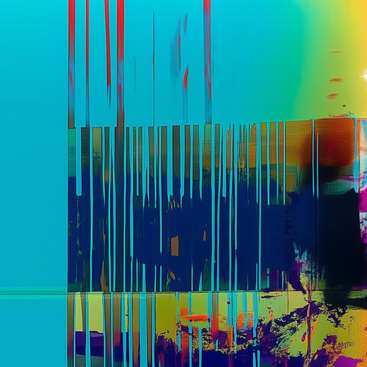 DIGITAL INTERRUPTION: Vibrant Abstract Glitch Art Oil Painting - Image 4