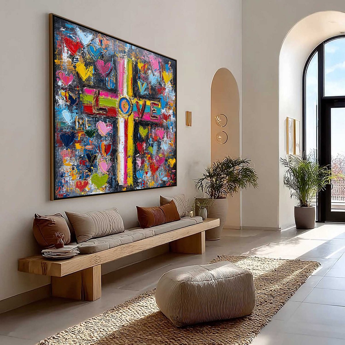 DIVINE EMBRACE: Colorful Textured Abstract Painting of Love and Faith - Image 7
