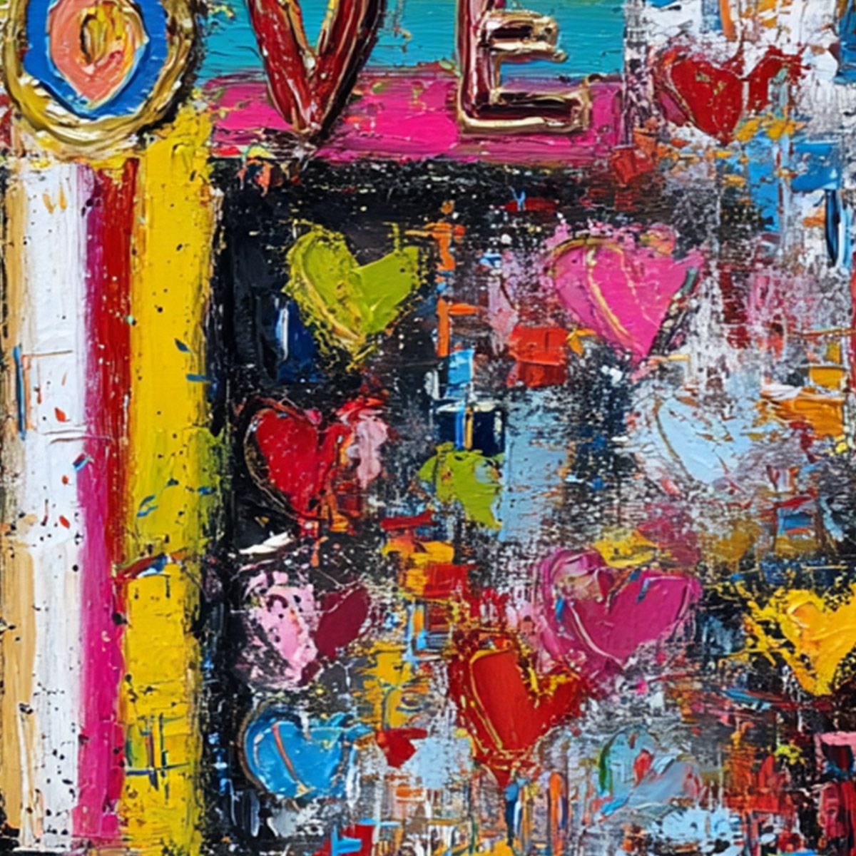 DIVINE EMBRACE: Colorful Textured Abstract Painting of Love and Faith - Image 3