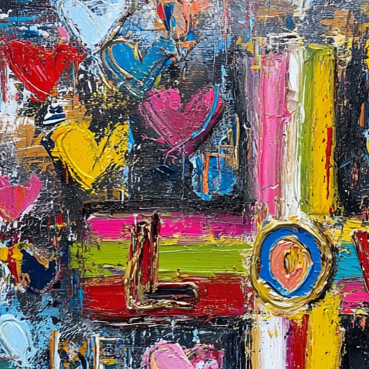 DIVINE EMBRACE: Colorful Textured Abstract Painting of Love and Faith - Image 5