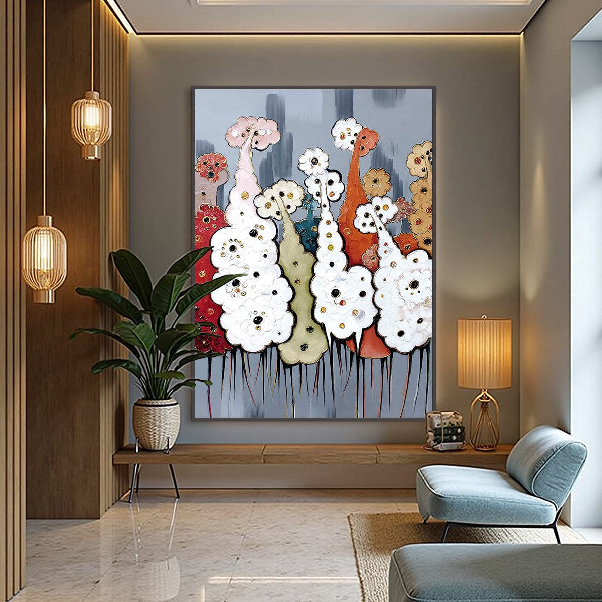 DREAMWOOD GROVE: Whimsical Abstract Forest Textured Impasto Painting - Image 4