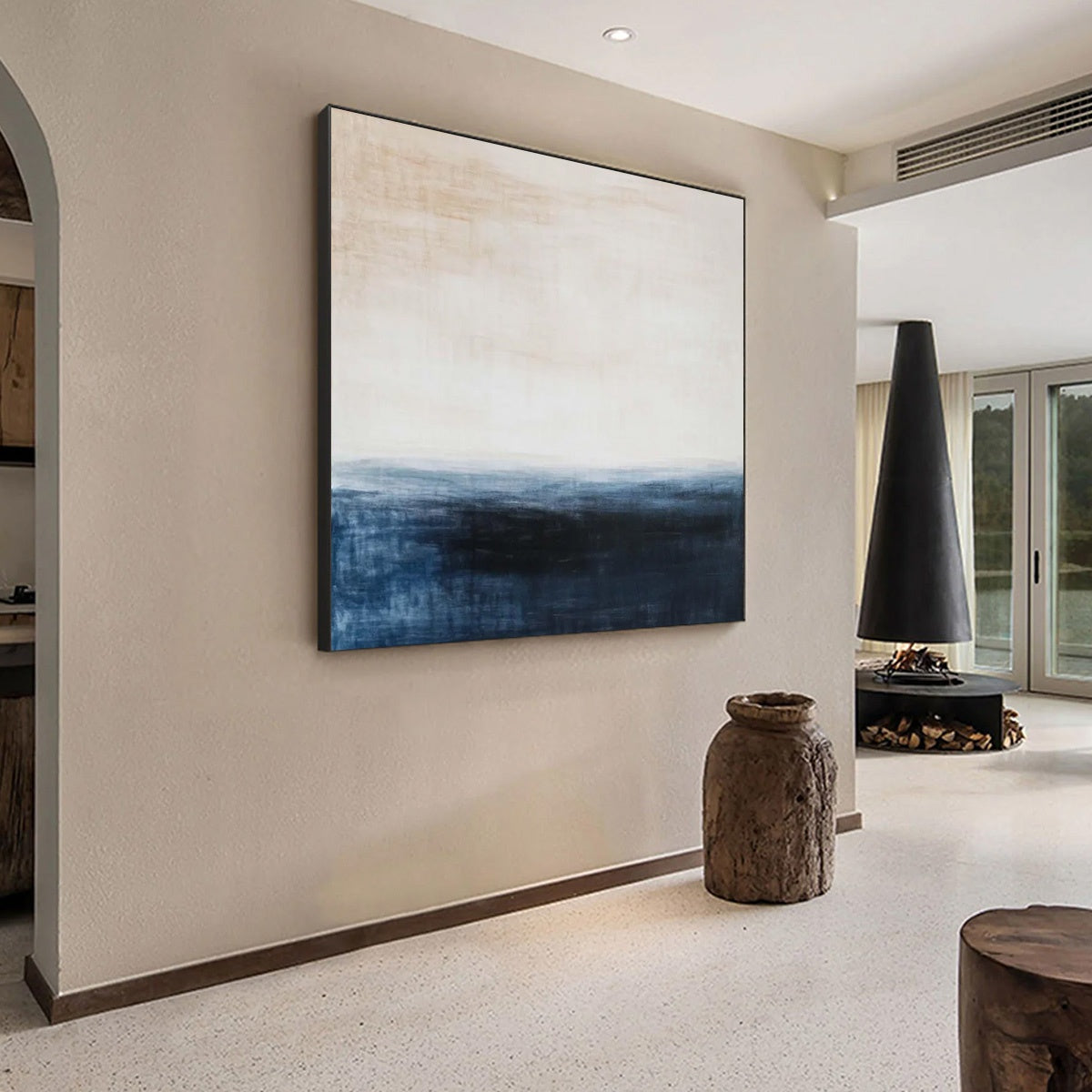 DUSK AT SEA: Textured Abstract Ocean Oil Painting - Image 3