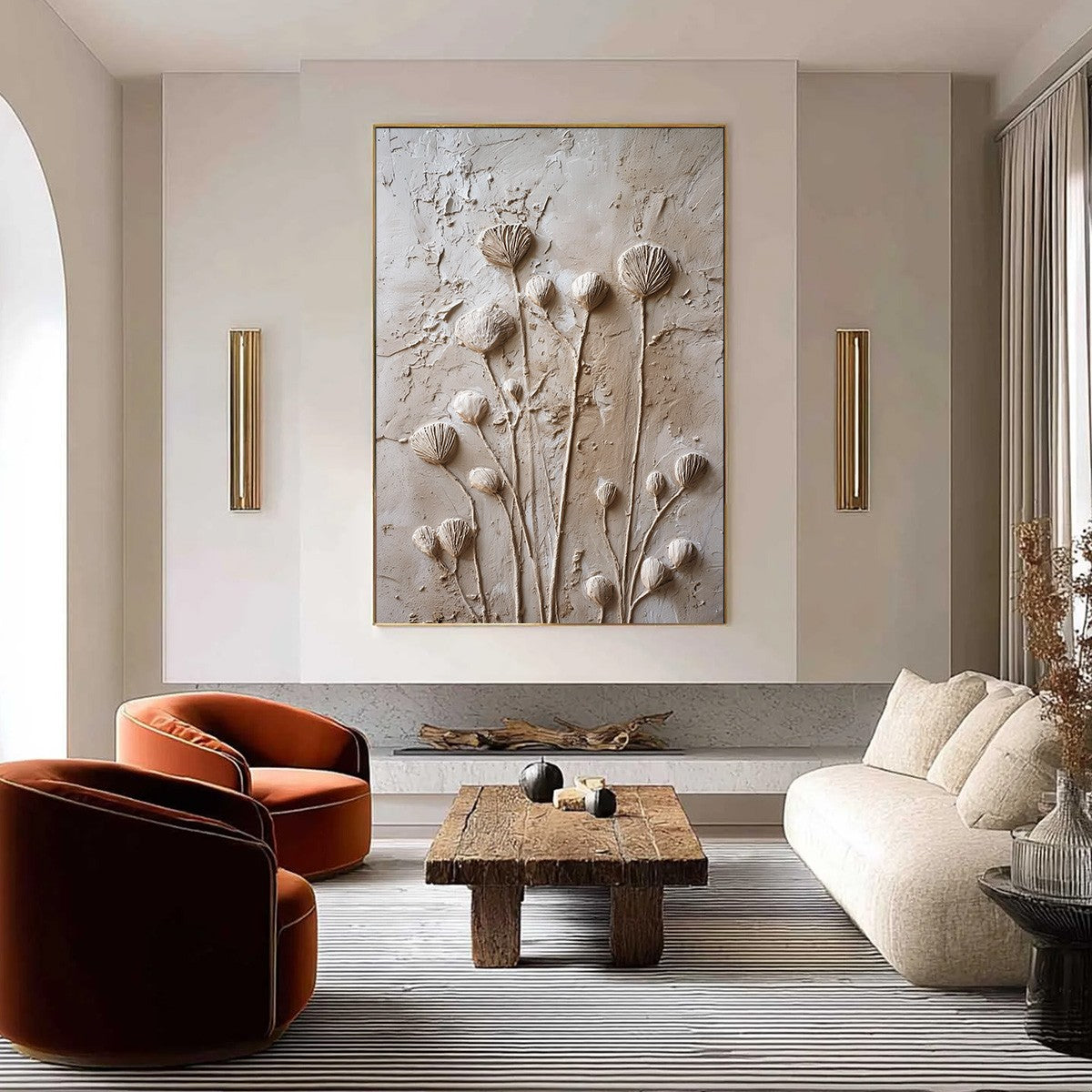 EARTHEN BLOOMS: Textured Wabi-Sabi Floral Impasto Painting - Image 2