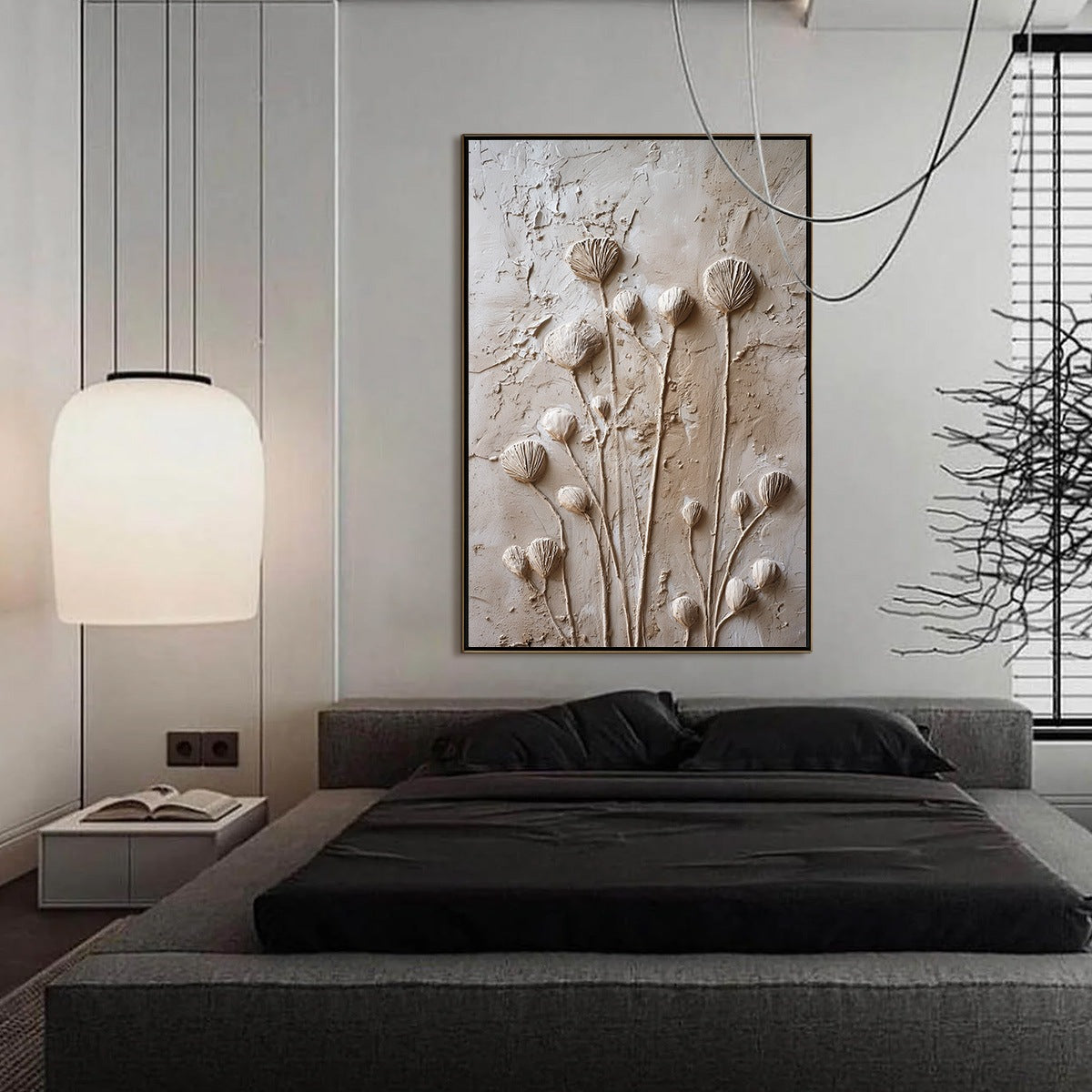 EARTHEN BLOOMS: Textured Wabi-Sabi Floral Impasto Painting - Image 4