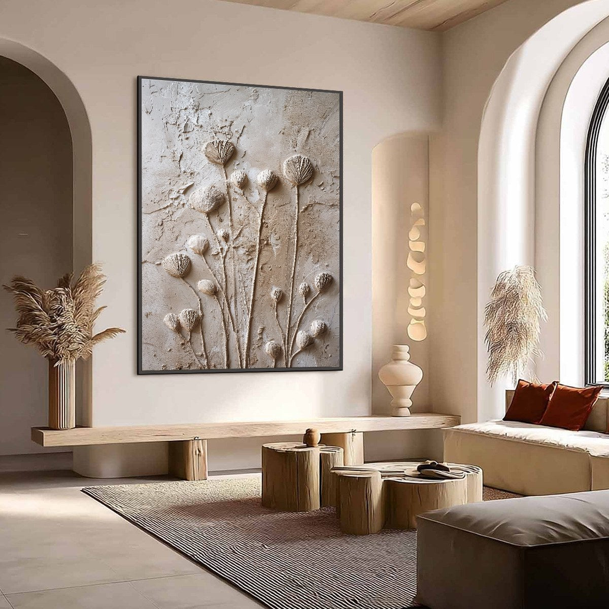 EARTHEN BLOOMS: Textured Wabi-Sabi Floral Impasto Painting - Image 7