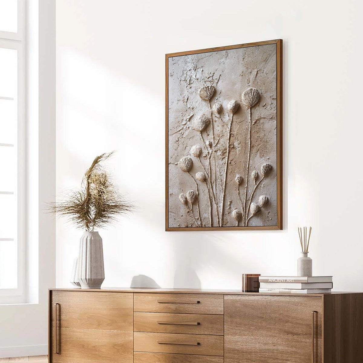 EARTHEN BLOOMS: Textured Wabi-Sabi Floral Impasto Painting - Image 8