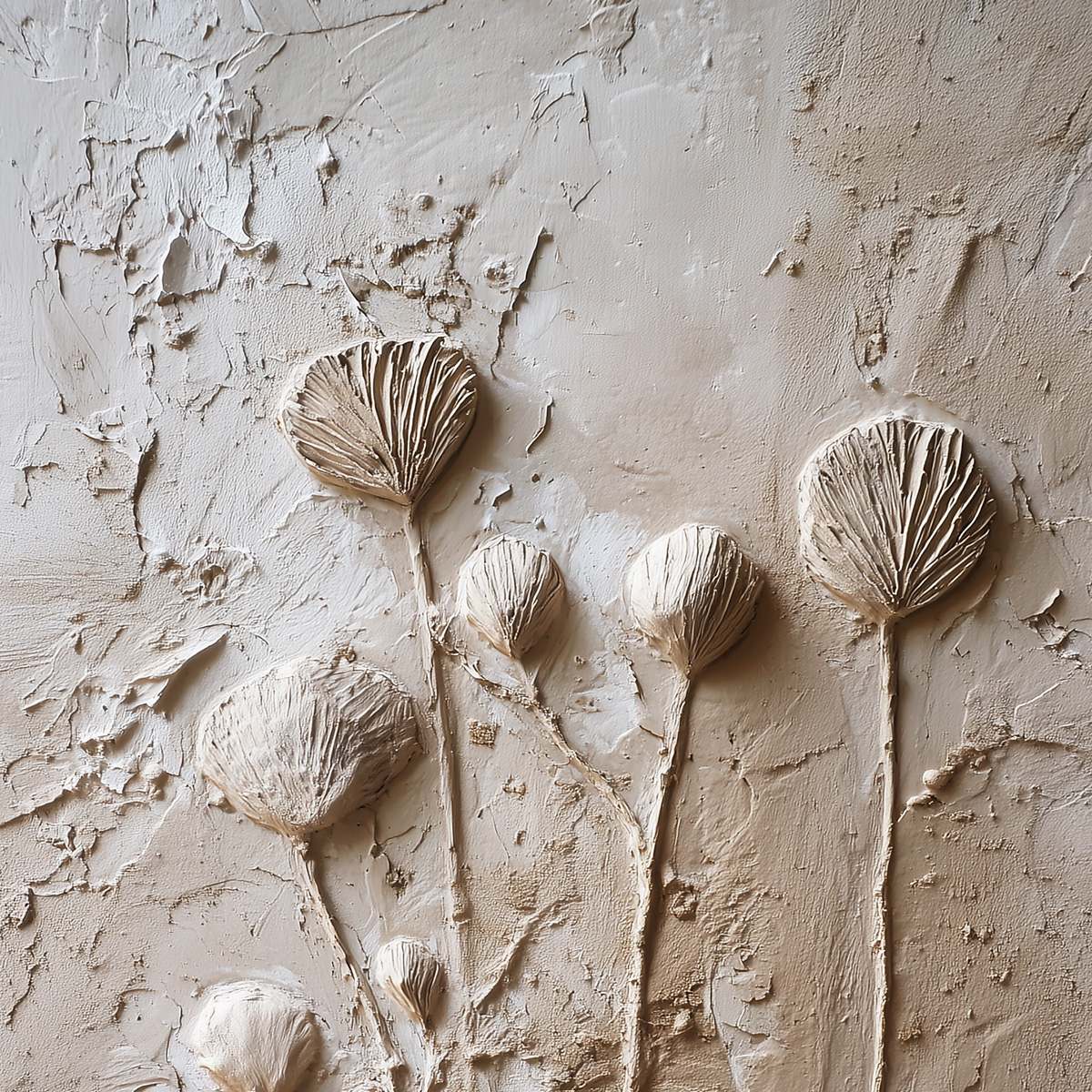 EARTHEN BLOOMS: Textured Wabi-Sabi Floral Impasto Painting - Image 3