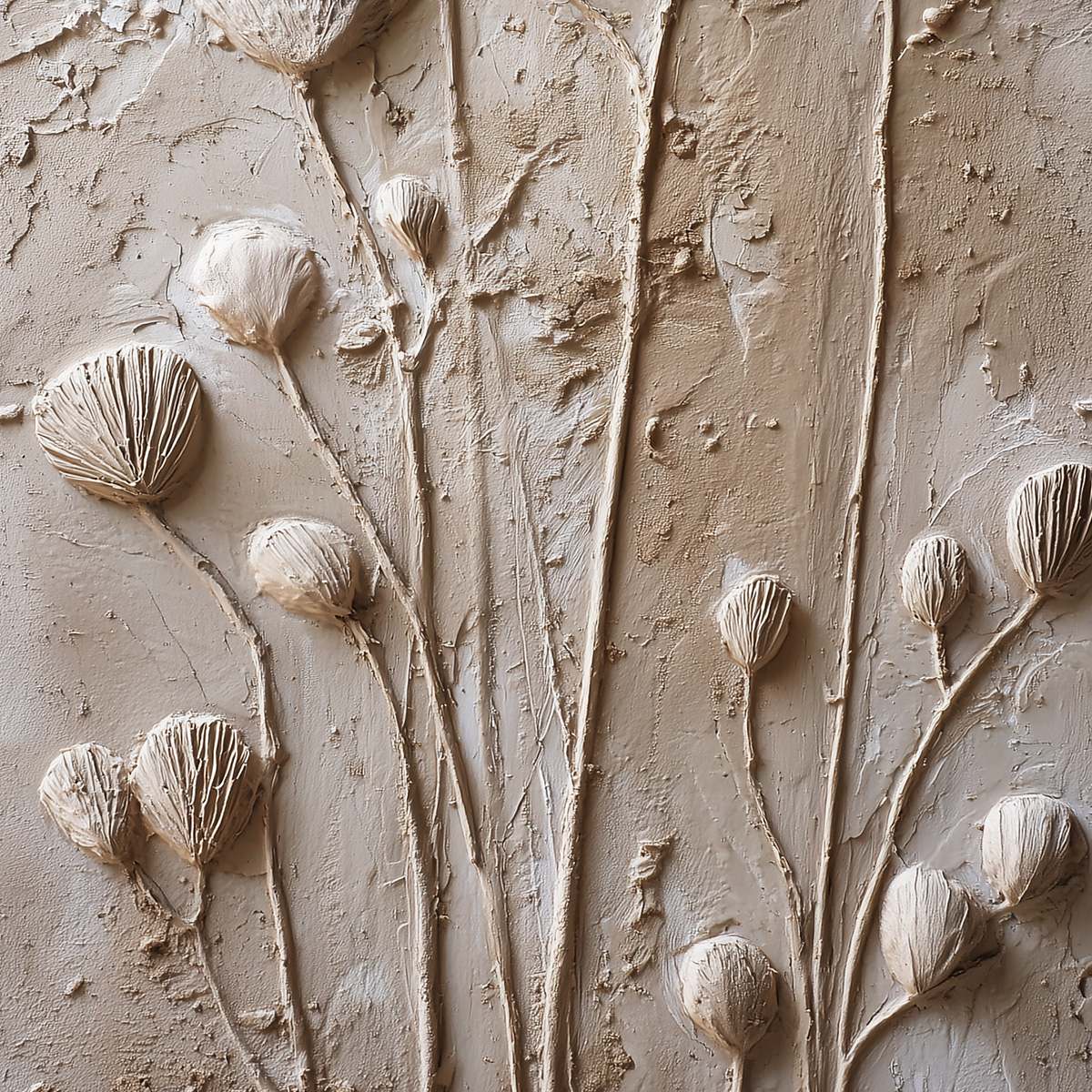 EARTHEN BLOOMS: Textured Wabi-Sabi Floral Impasto Painting - Image 5