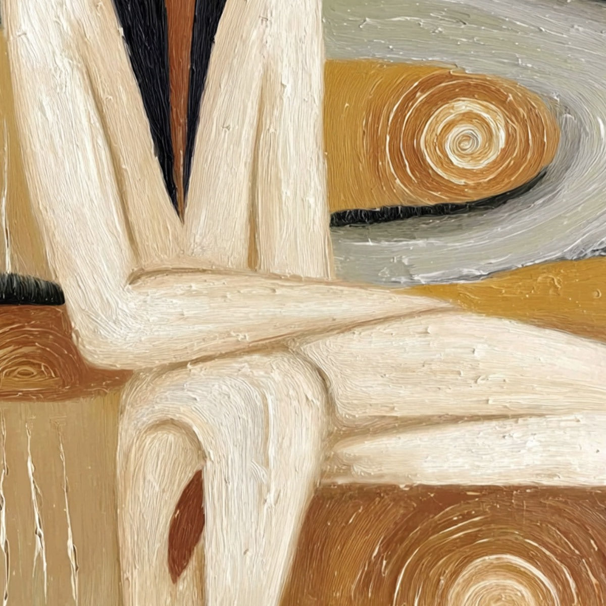 EARTHEN CONTEMPLATION: Textured Figurative Art of a Man in a Serene Landscape - Image 5