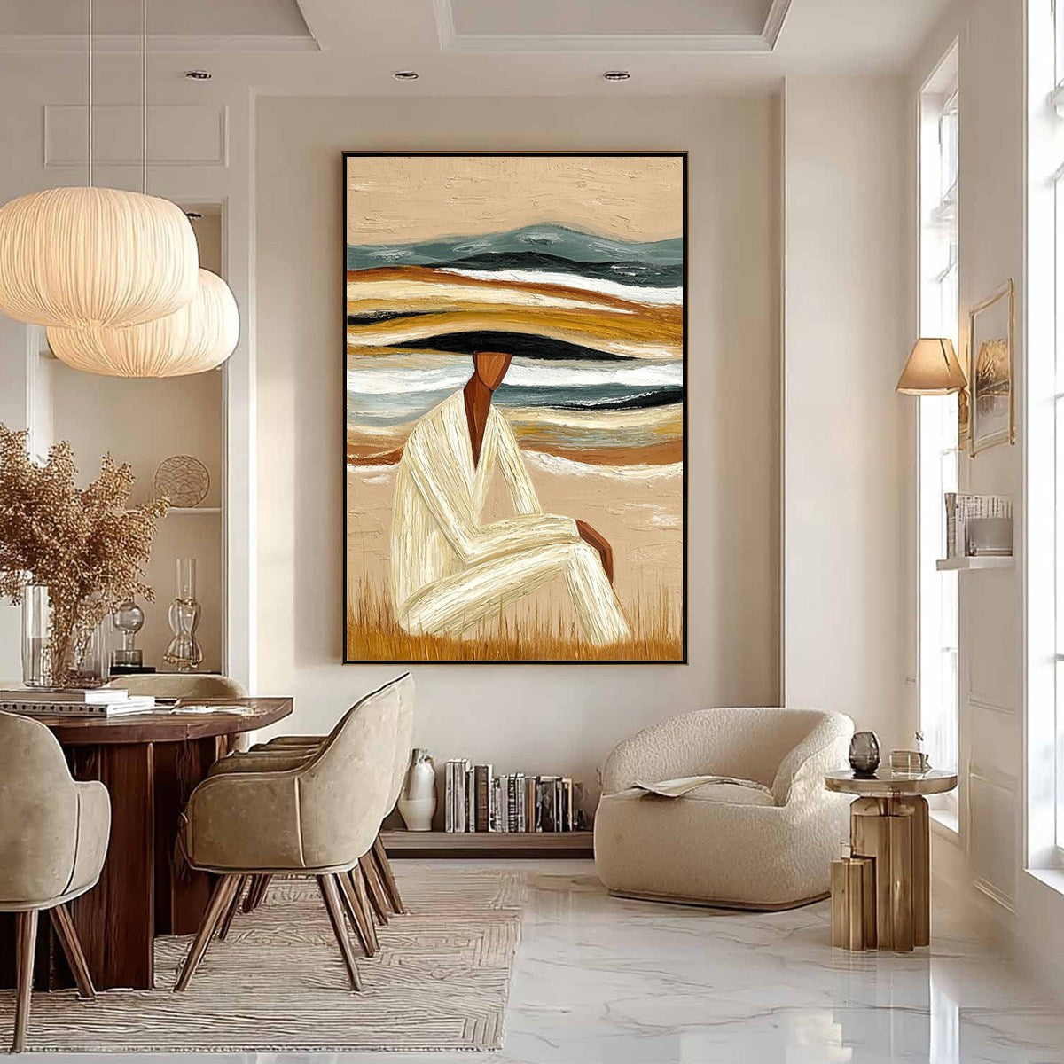 EARTHEN REPOSE: Textured Abstract Figurative Painting for Modern Decor - Image 6