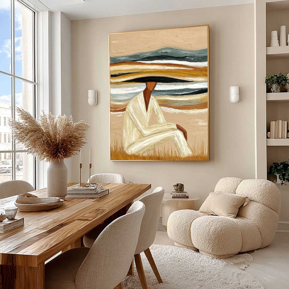 EARTHEN REPOSE: Textured Abstract Figurative Painting for Modern Decor - Image 7