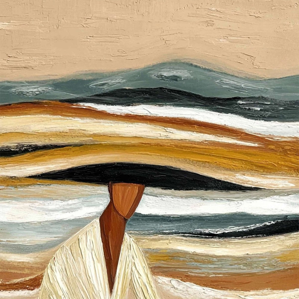EARTHEN REPOSE: Textured Abstract Figurative Painting for Modern Decor - Image 3