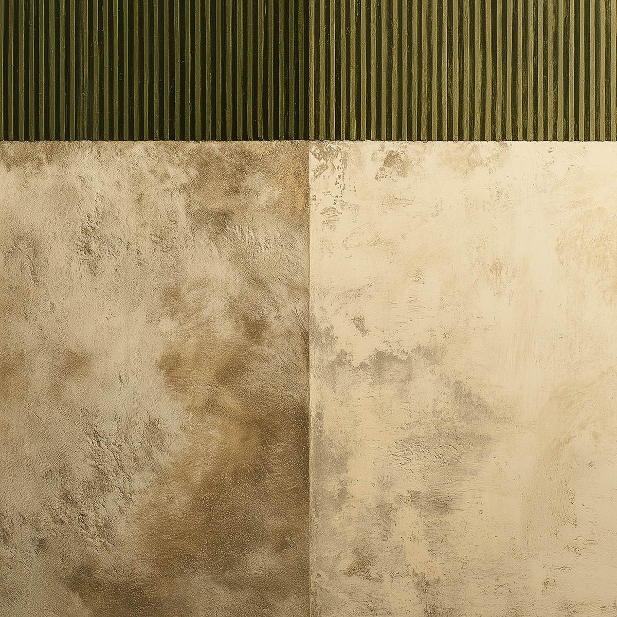 EARTHEN RHYTHM: Textured Minimalist Abstract Painting in Green and Beige - Image 5