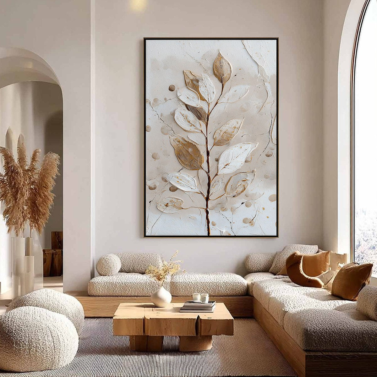 EARTHEN SPRIG: Textured Wabi Sabi Botanical Wall Art - Image 4