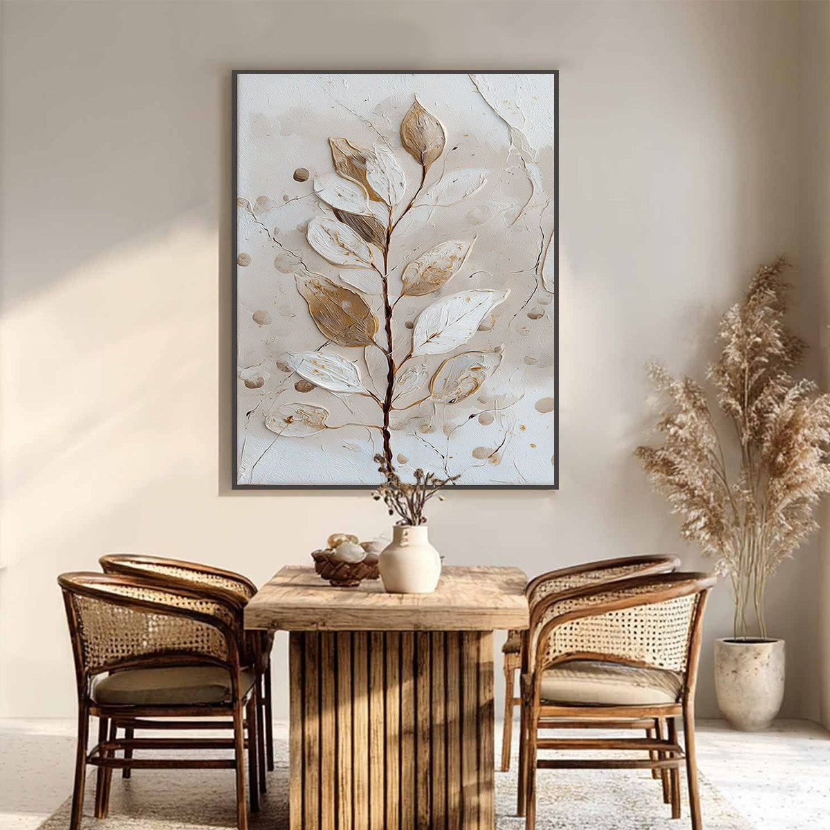 EARTHEN SPRIG: Textured Wabi Sabi Botanical Wall Art - Image 2