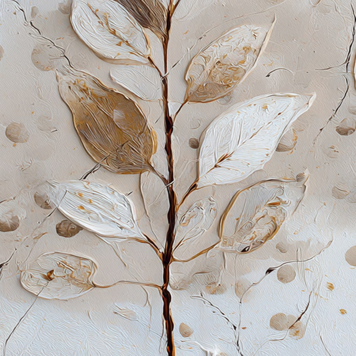 EARTHEN SPRIG: Textured Wabi Sabi Botanical Wall Art - Image 3