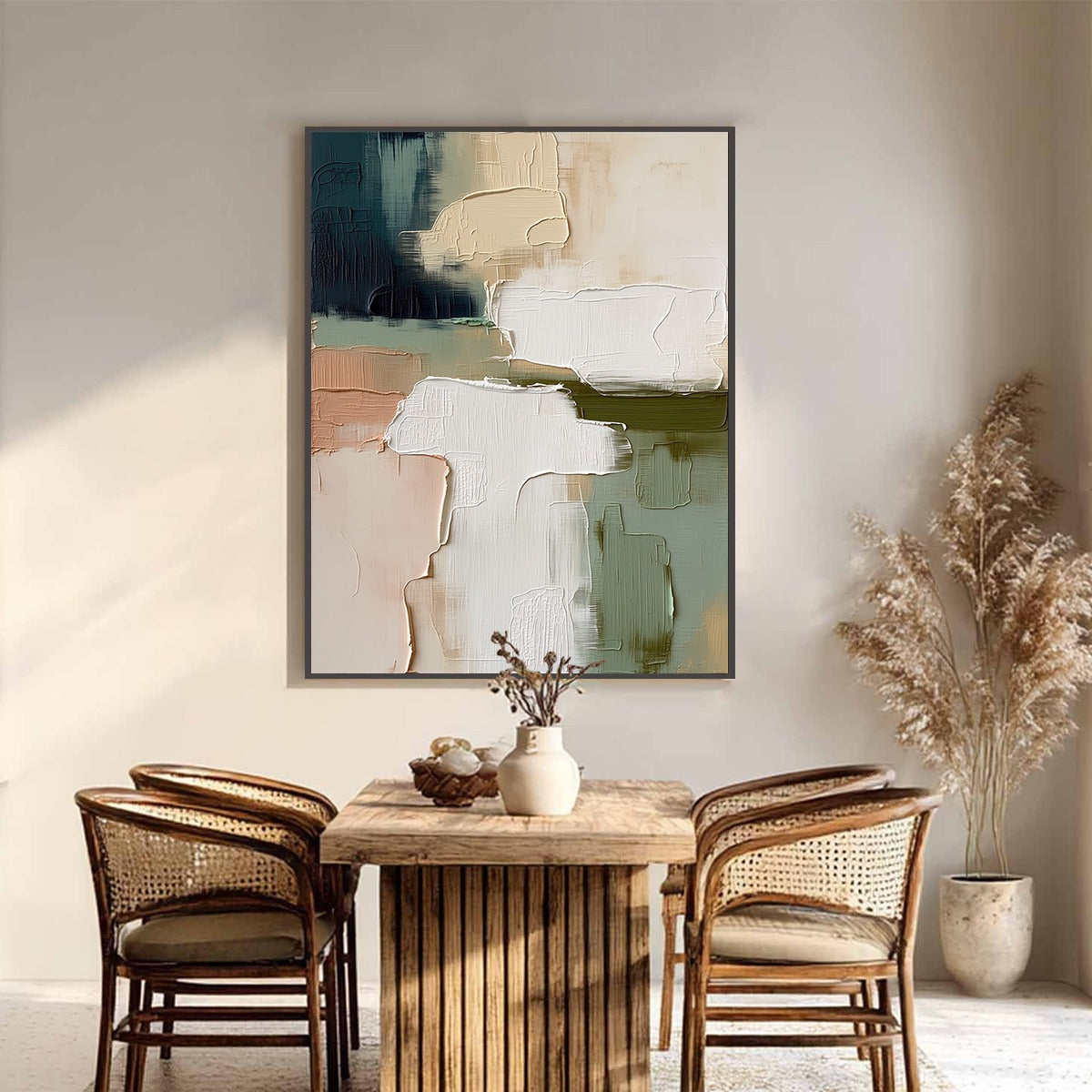 EARTHEN STRATA: Heavily Textured Wabi Sabi Abstract Oil Painting - Image 2
