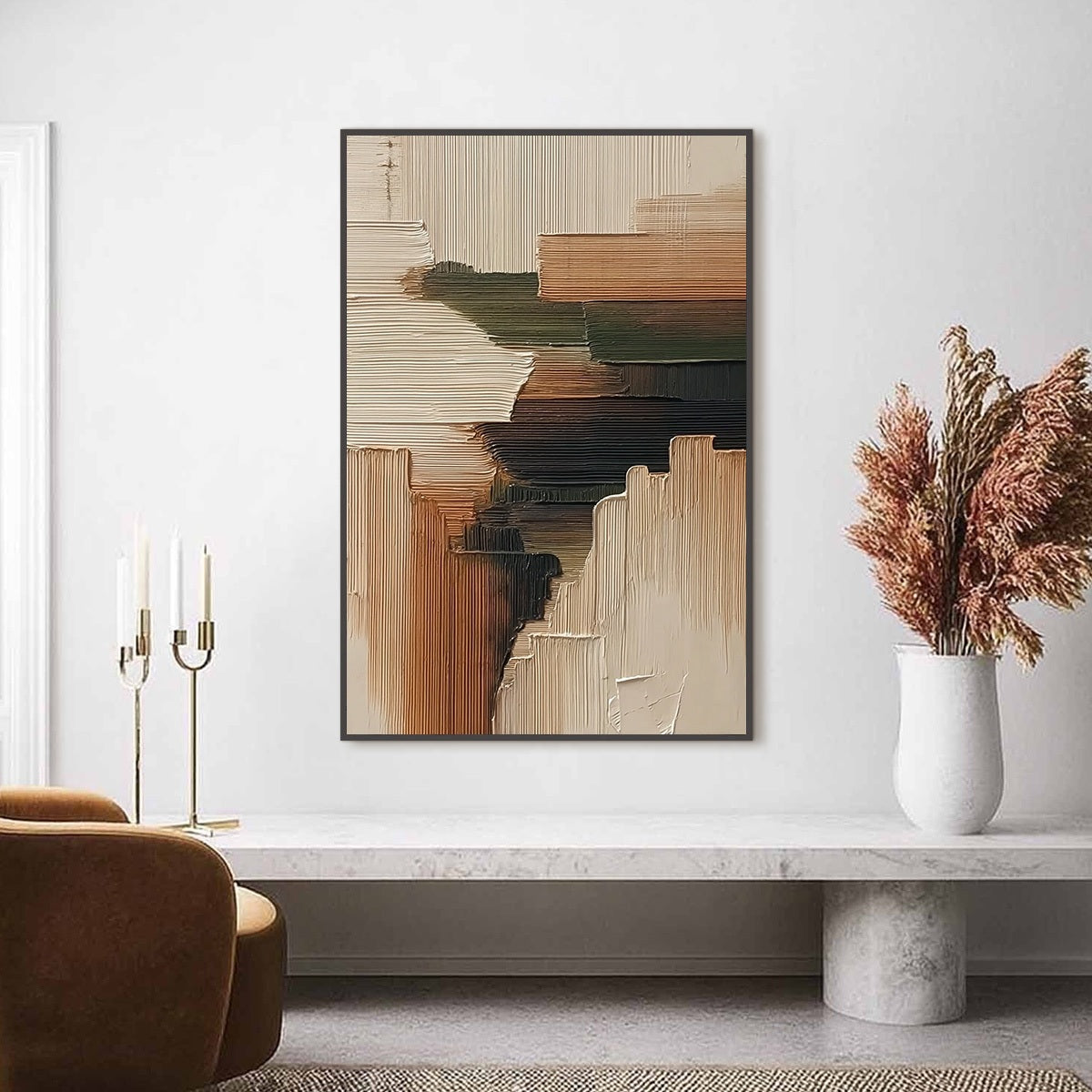 EARTHEN STRATA: Heavily Textured Wabi Sabi Abstract Painting - Image 2