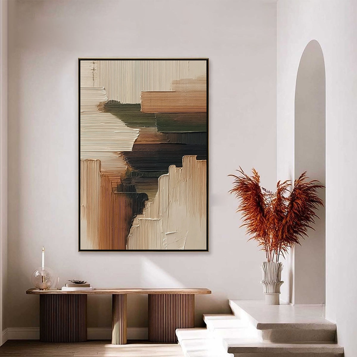 EARTHEN STRATA: Heavily Textured Wabi Sabi Abstract Painting - Image 4