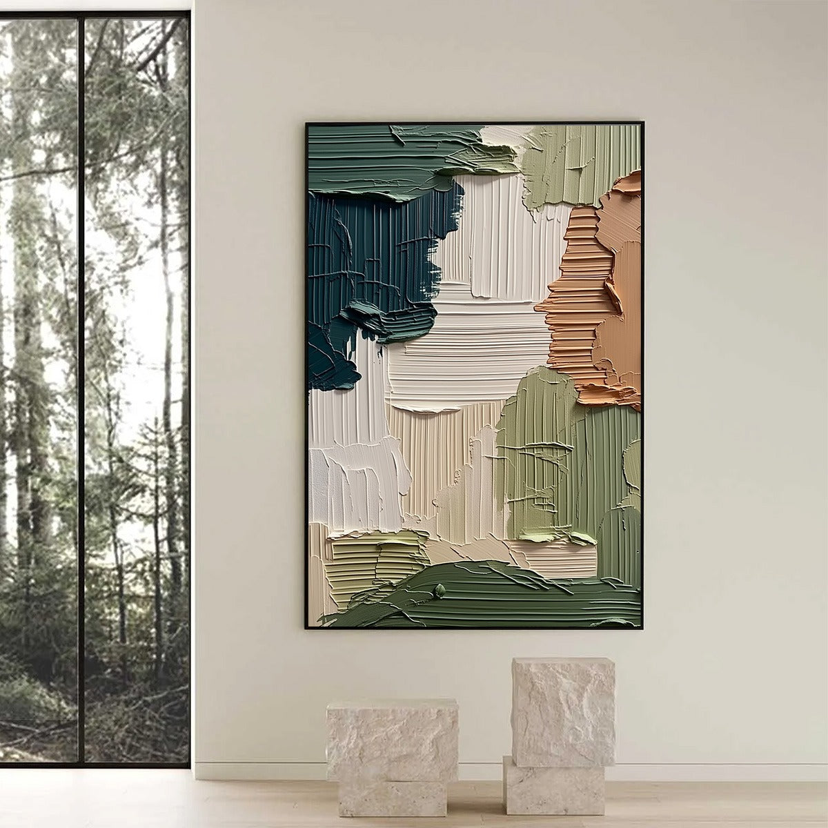 EARTHEN STRATA: Textured Wabi Sabi Abstract Impasto Wall Art - Image 6