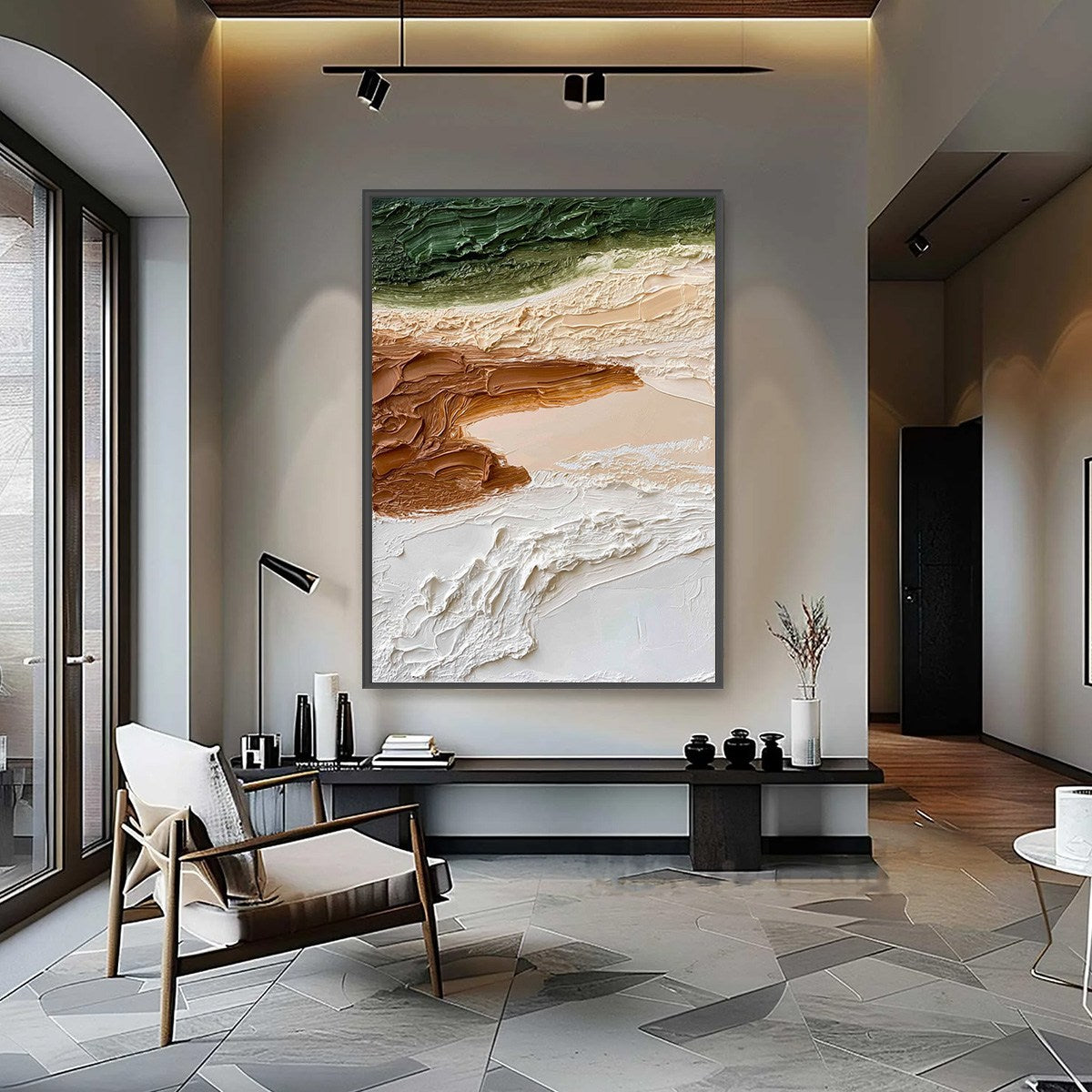 EARTHEN STRATA: Textured Wabi Sabi Abstract Landscape Painting - Image 4