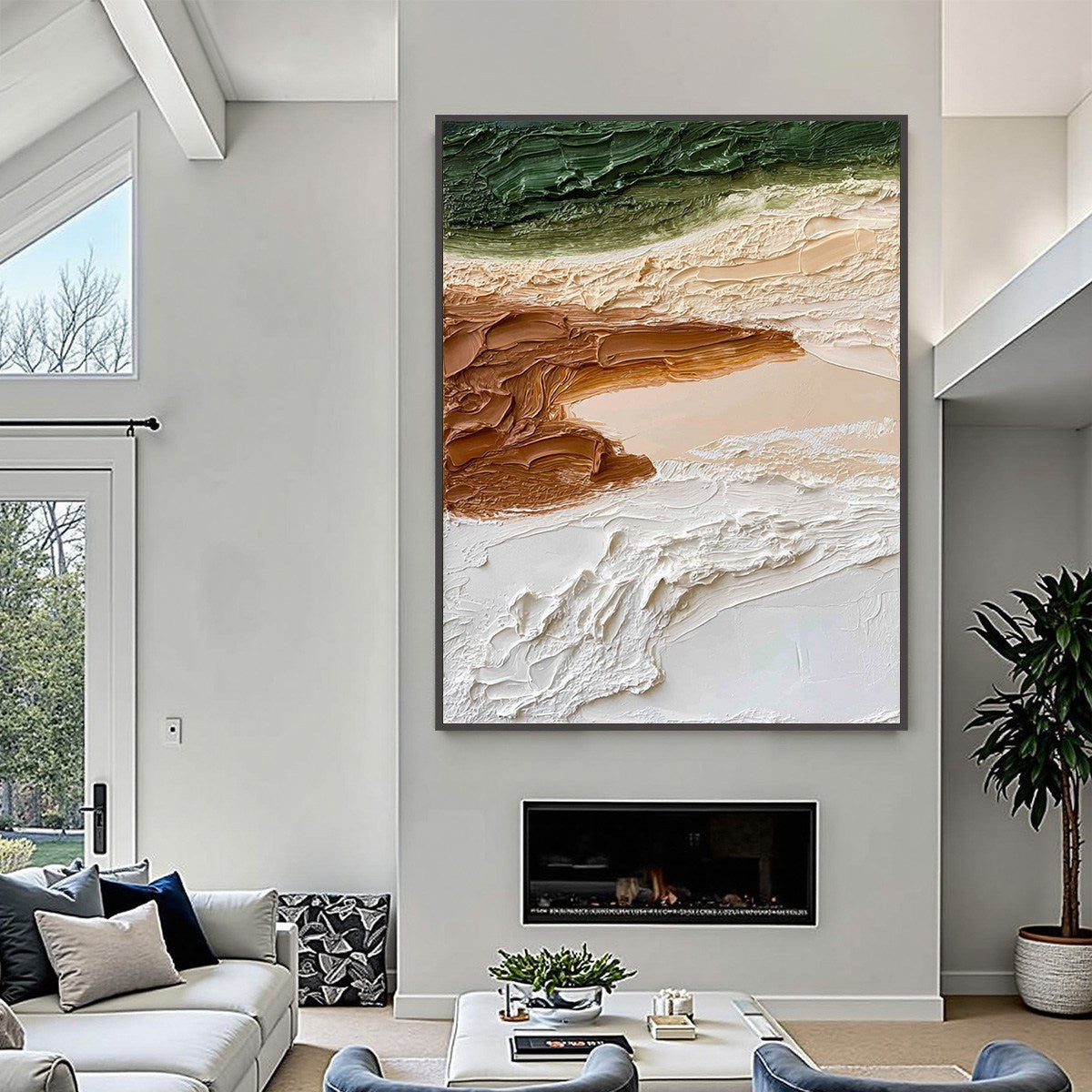 EARTHEN STRATA: Textured Wabi Sabi Abstract Landscape Painting - Image 6