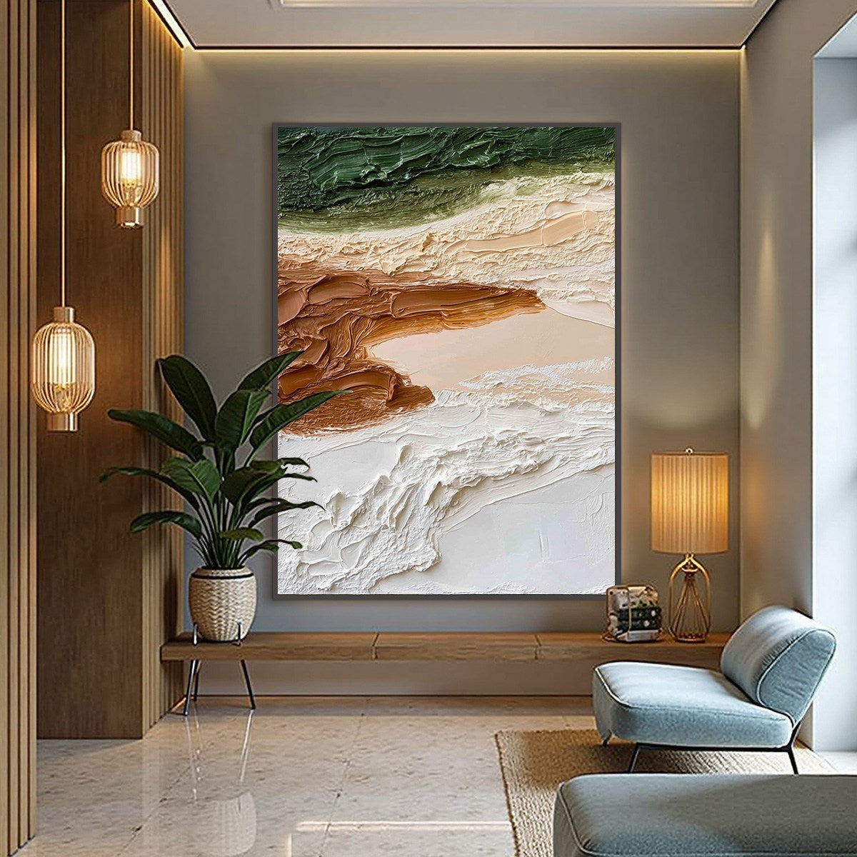 EARTHEN STRATA: Textured Wabi Sabi Abstract Landscape Painting - Image 2