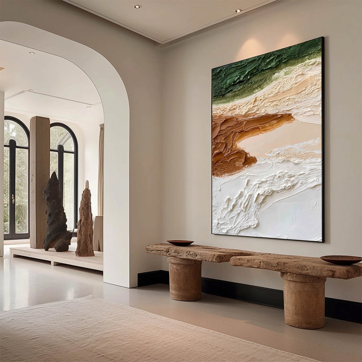 EARTHEN STRATA: Textured Wabi Sabi Abstract Landscape Painting - Image 7