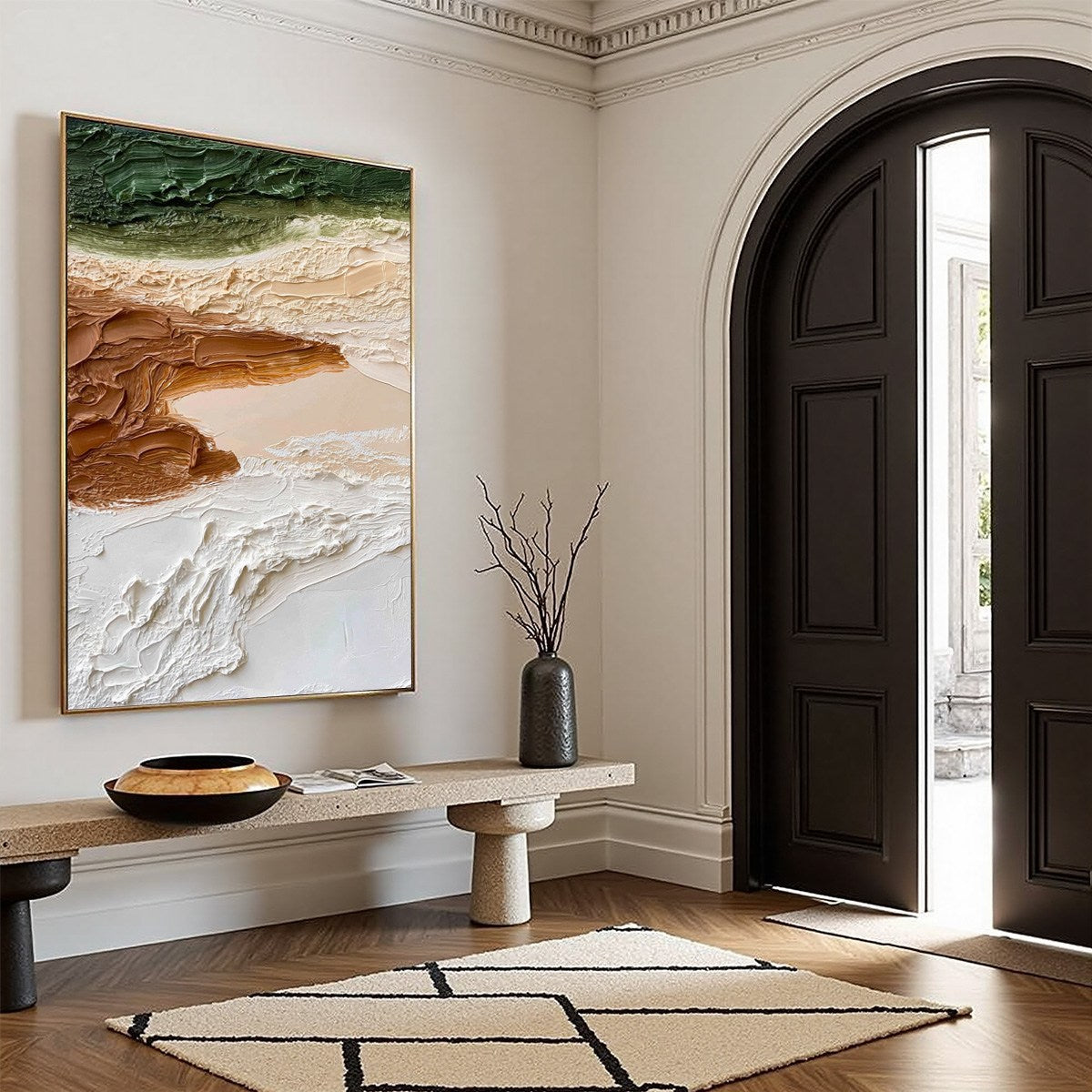 EARTHEN STRATA: Textured Wabi Sabi Abstract Landscape Painting - Image 8