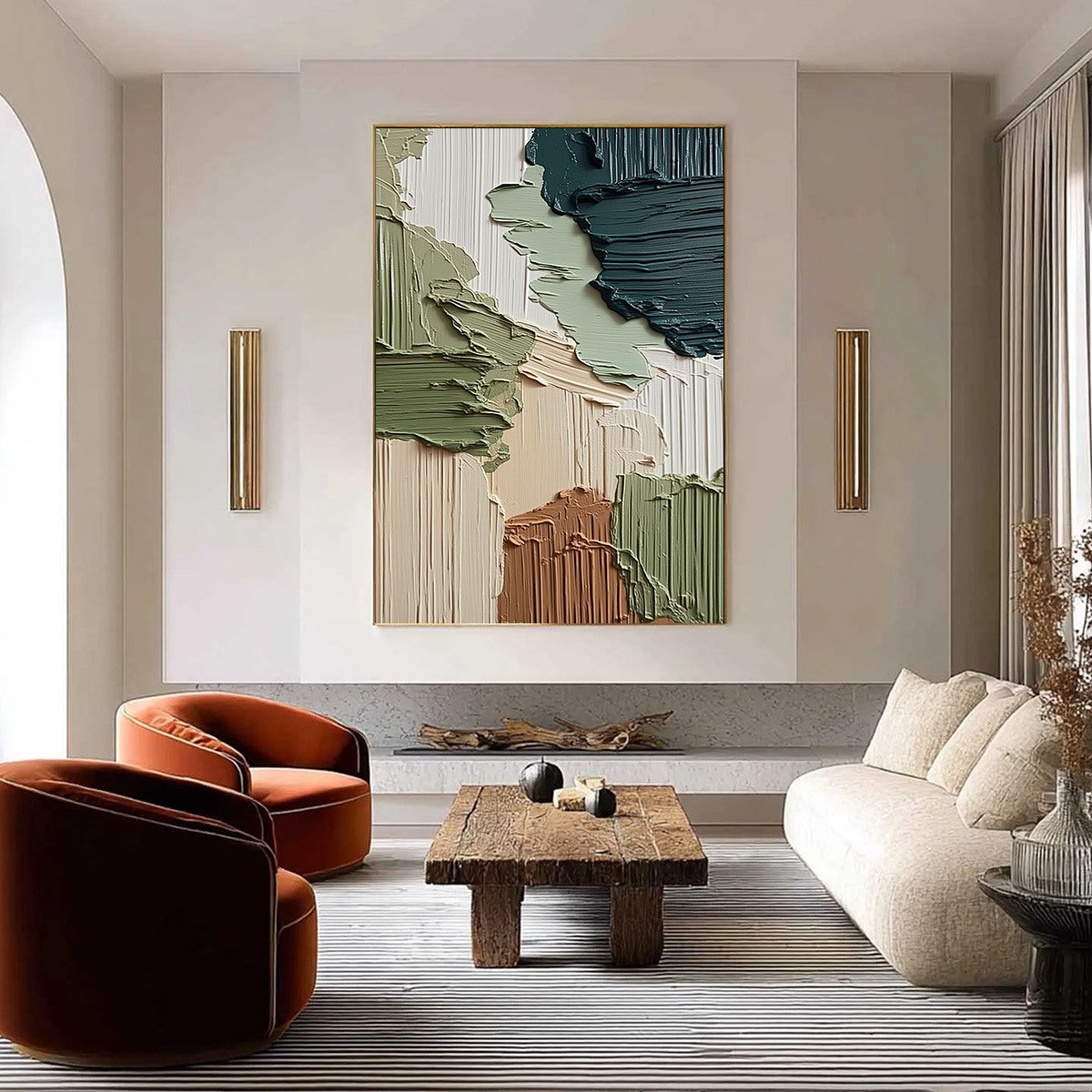 EARTHEN STRATA: Vertical Wabi Sabi Textured Abstract Painting - Image 2