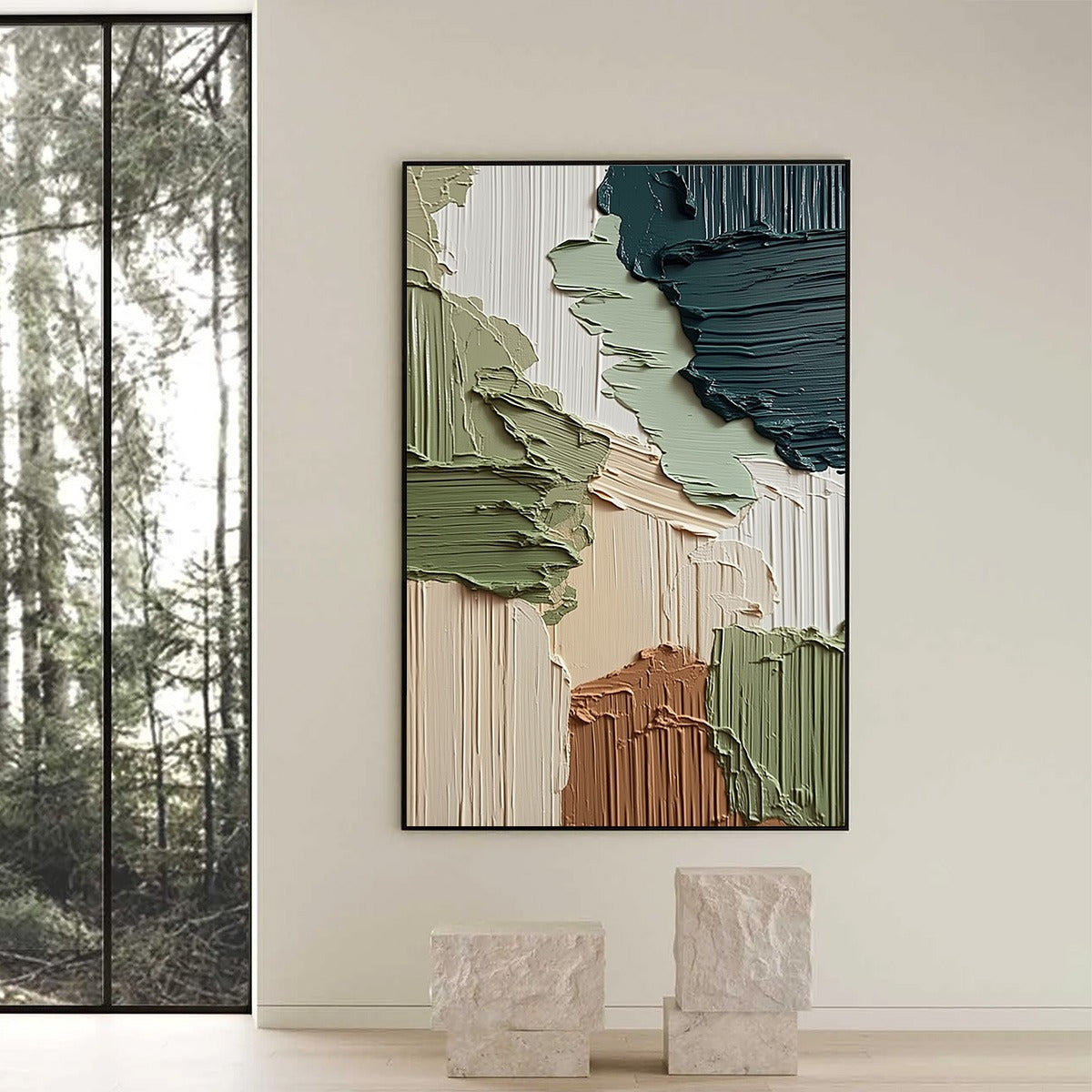 EARTHEN STRATA: Vertical Wabi Sabi Textured Abstract Painting - Image 6