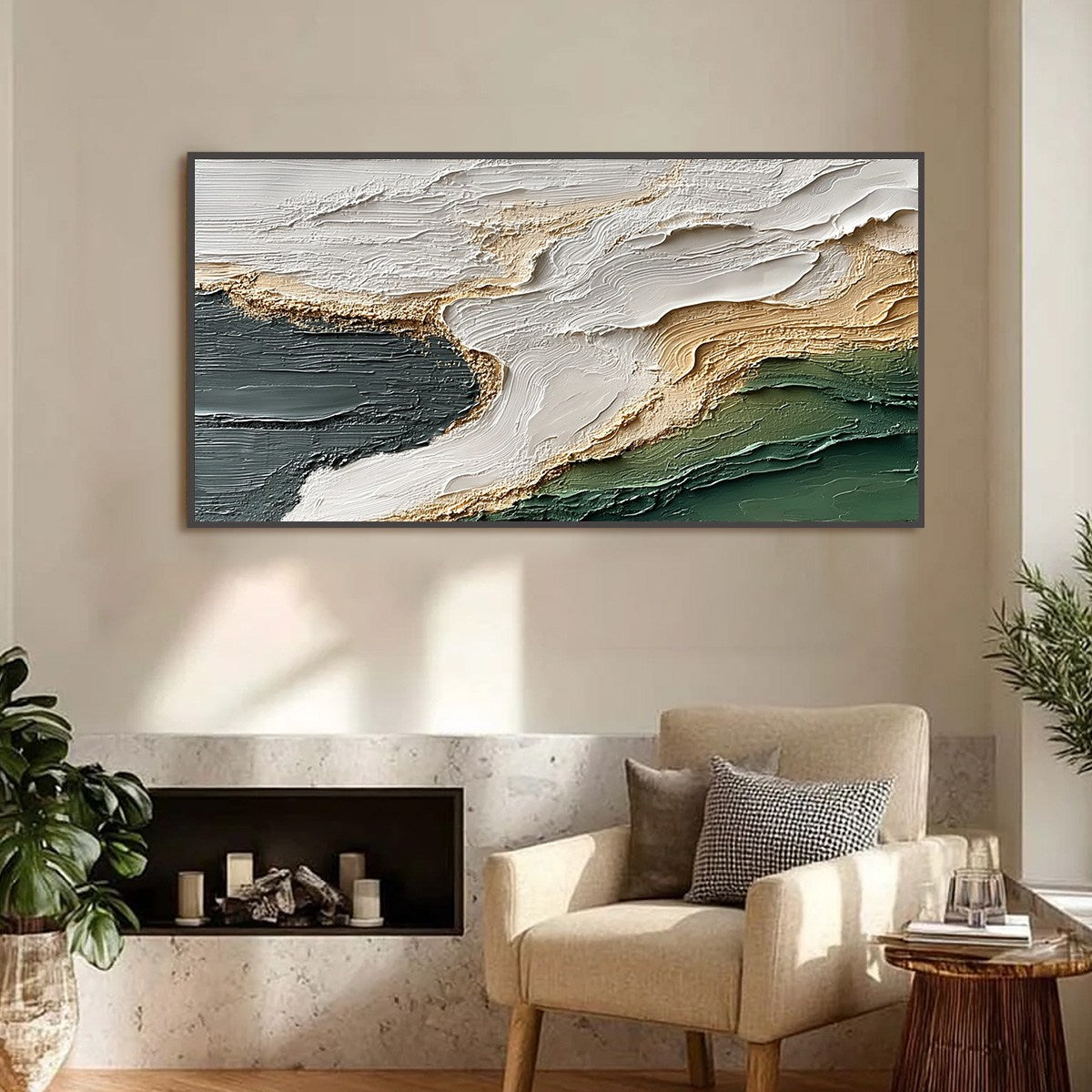 EARTHEN TIDE: Large Textured Wabi Sabi Abstract Landscape Painting - Image 2