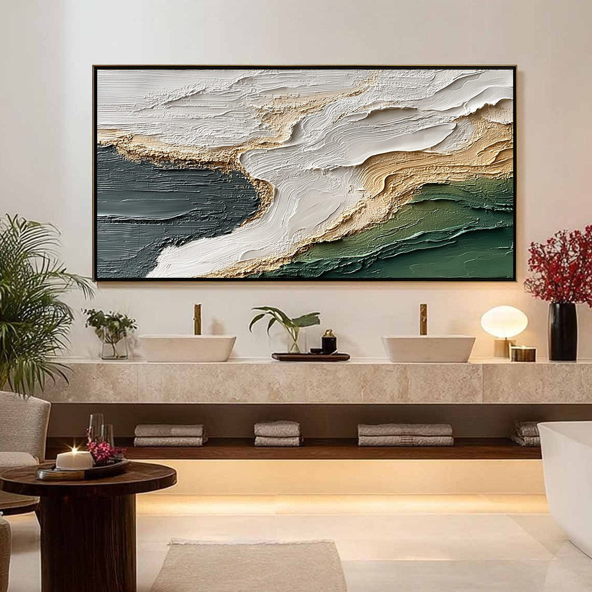 EARTHEN TIDE: Large Textured Wabi Sabi Abstract Landscape Painting - Image 4