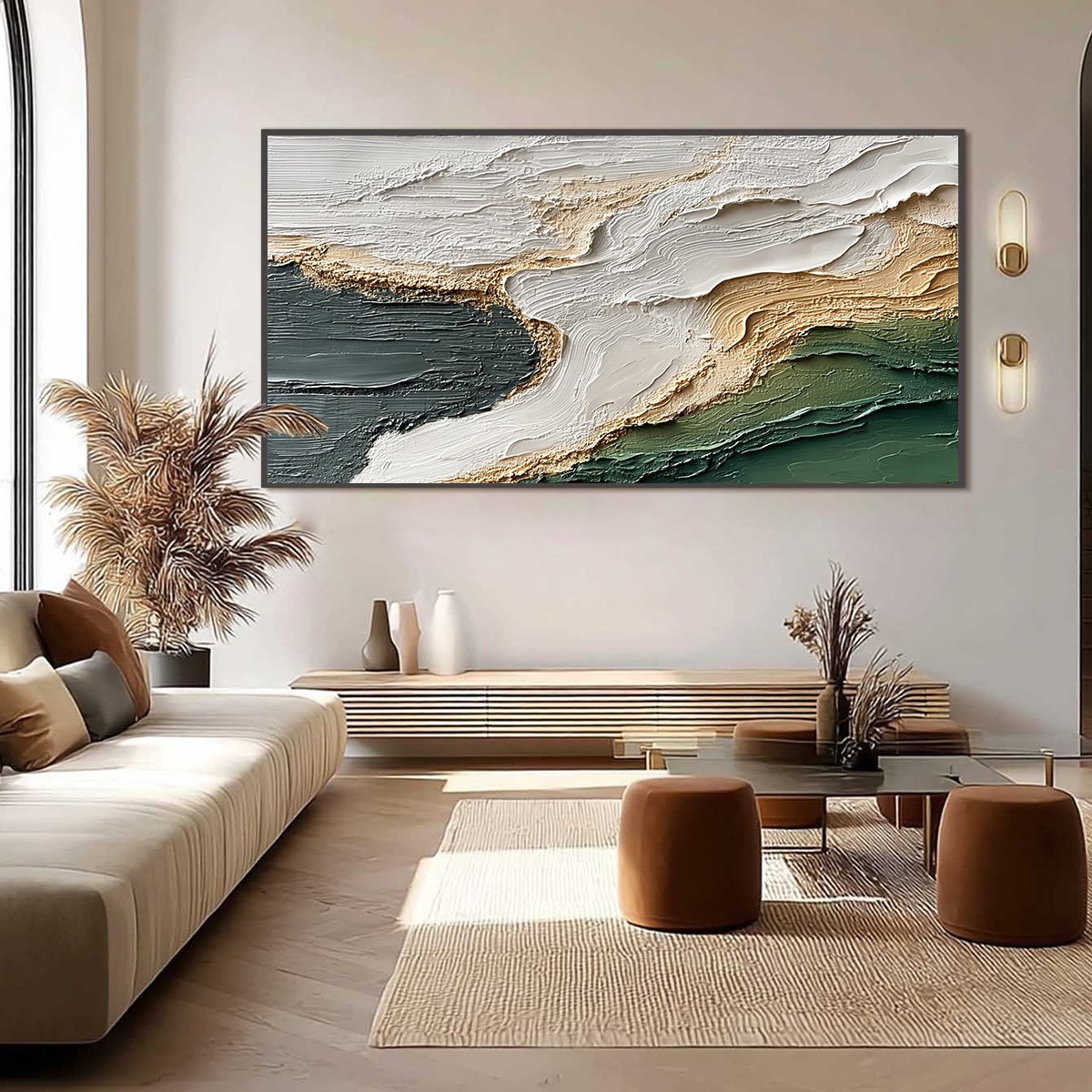 EARTHEN TIDE: Large Textured Wabi Sabi Abstract Landscape Painting - Image 6