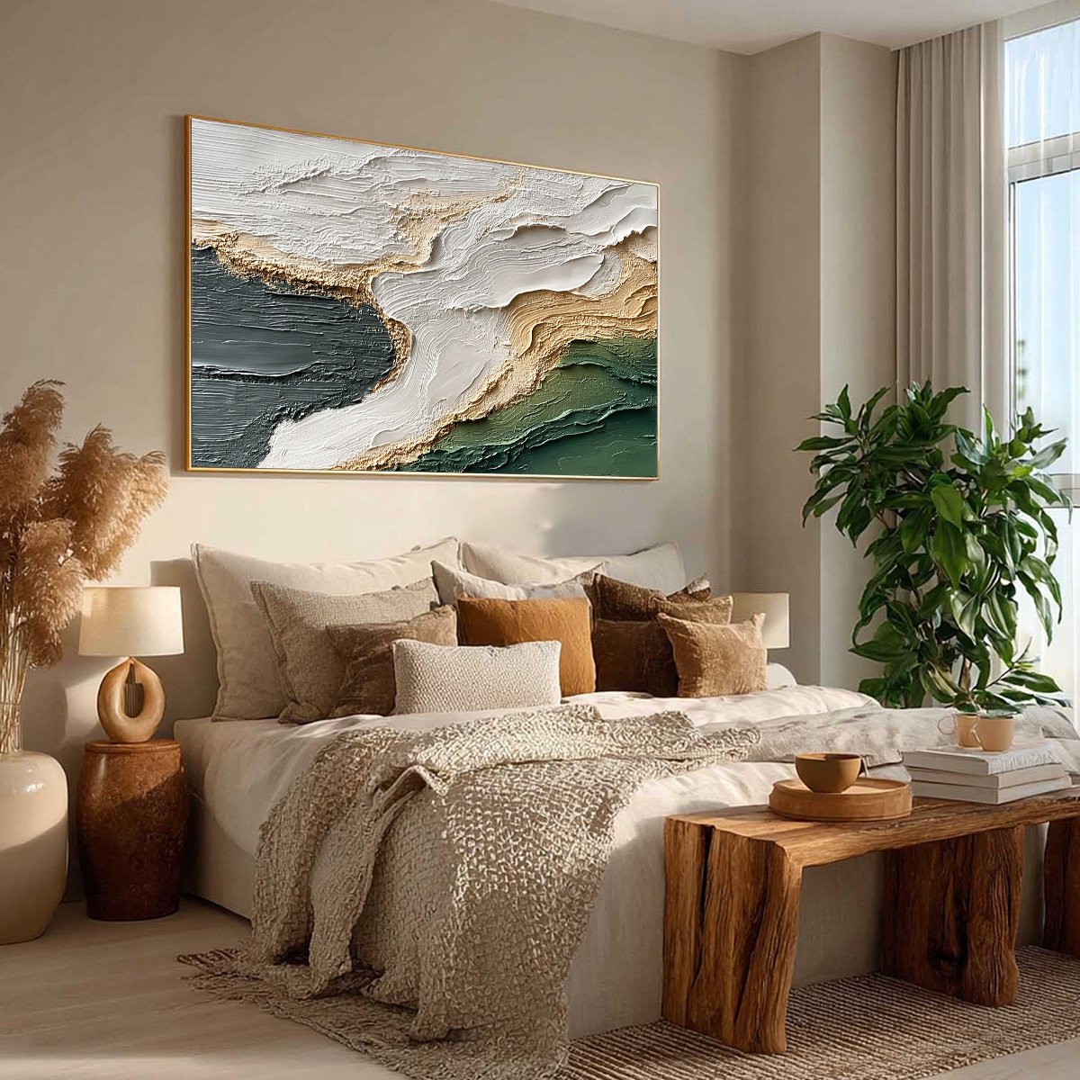 EARTHEN TIDE: Large Textured Wabi Sabi Abstract Landscape Painting - Image 8