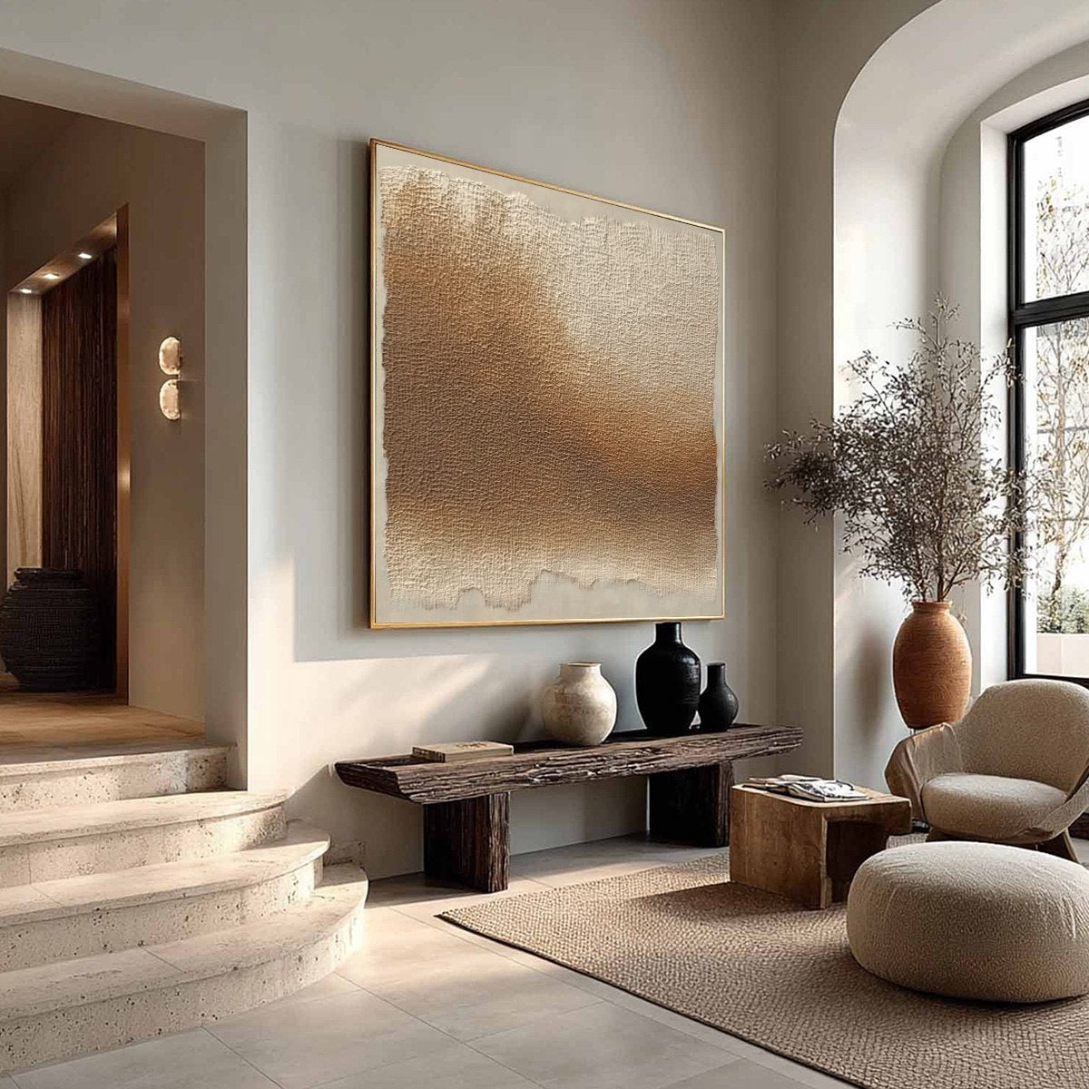 EARTHEN VEIL: Large Textured Wabi Sabi Abstract Painting - Image 8