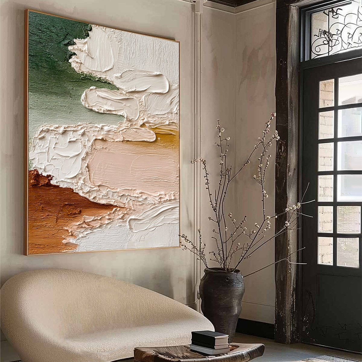 EARTHEN VEIL: Textured Abstract Earth Tone Impasto Wall Art - Image 8