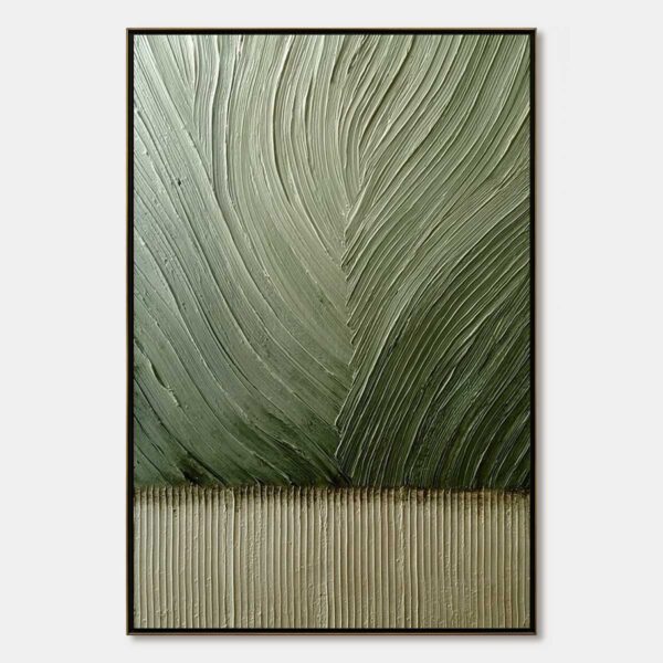 EARTHEN WEAVE: Textured Green and Beige Wabi Sabi Abstract Painting