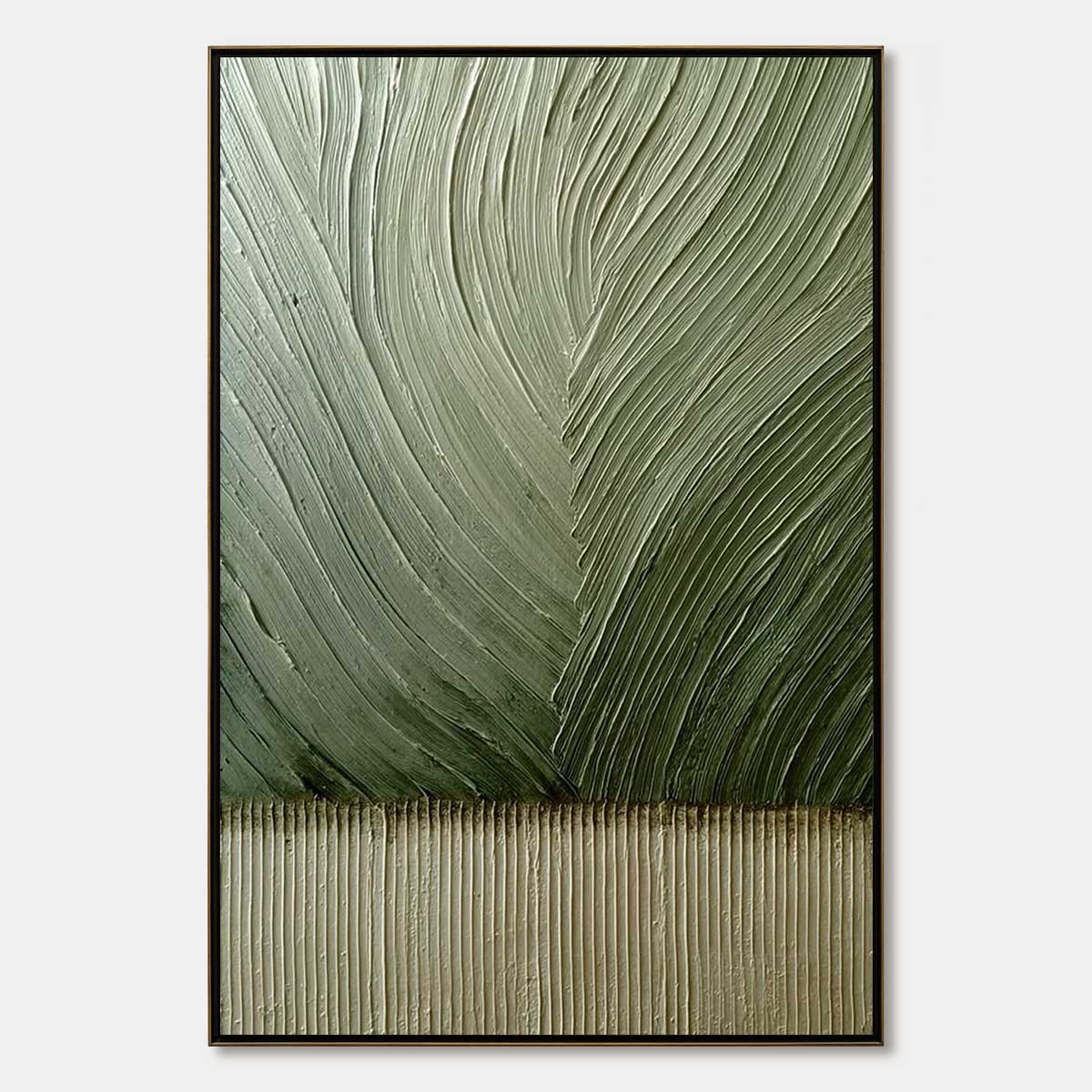 EARTHEN WEAVE: Textured Green and Beige Wabi Sabi Abstract Painting