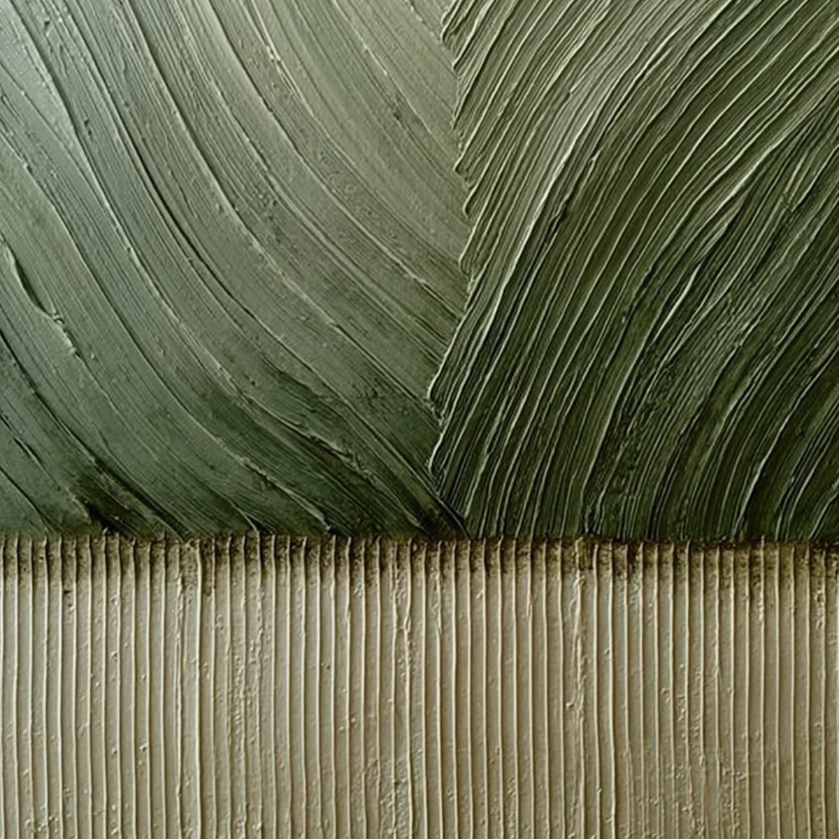 EARTHEN WEAVE: Textured Green and Beige Wabi Sabi Abstract Painting - Image 5