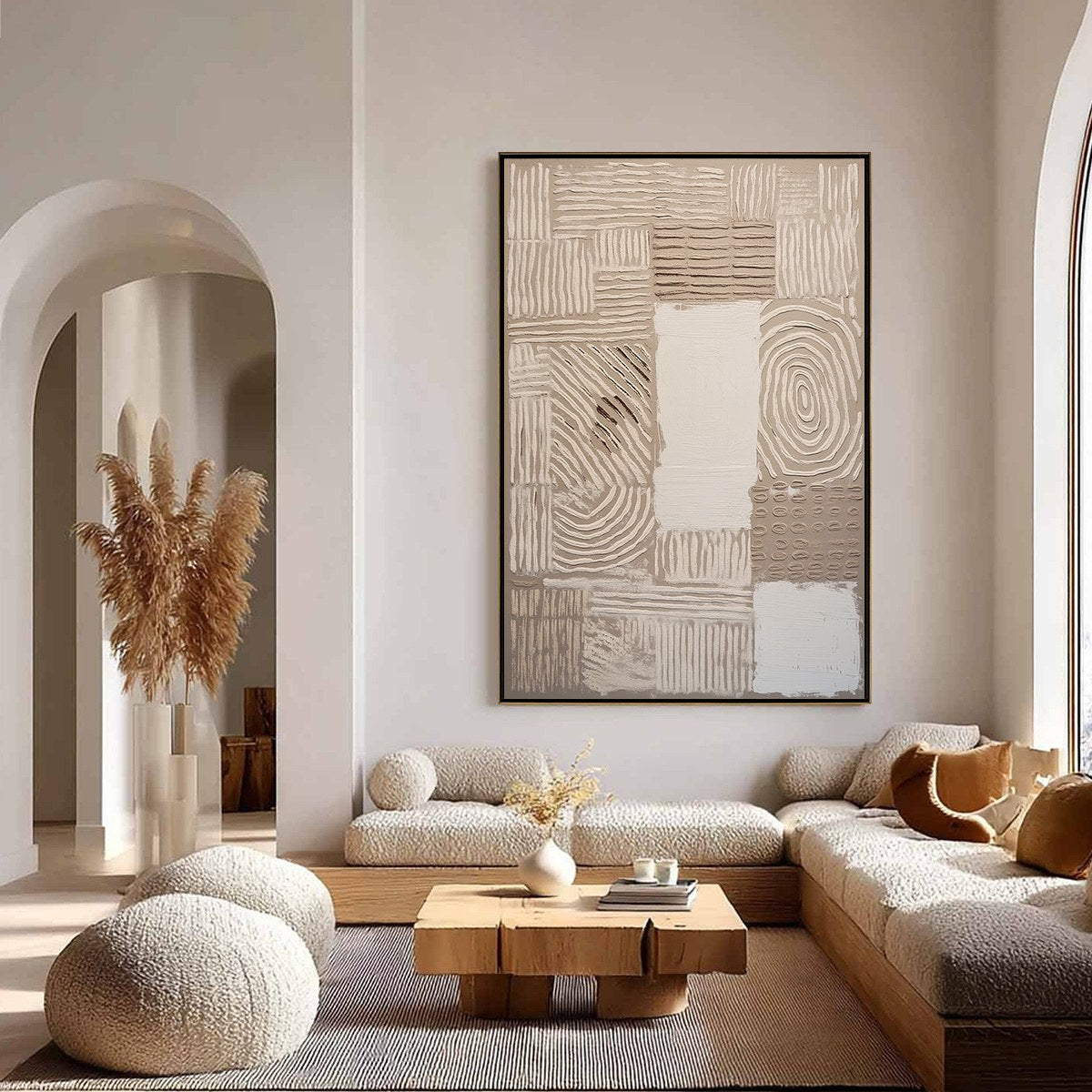 EARTHEN WEAVE: Textured Wabi Sabi Abstract Painting in Neutral Tones - Image 4