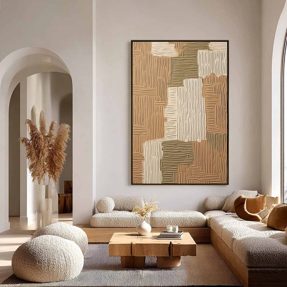 EARTHEN WEAVE: Textured Wabi Sabi Abstract Painting in Neutral Tones - Image 4