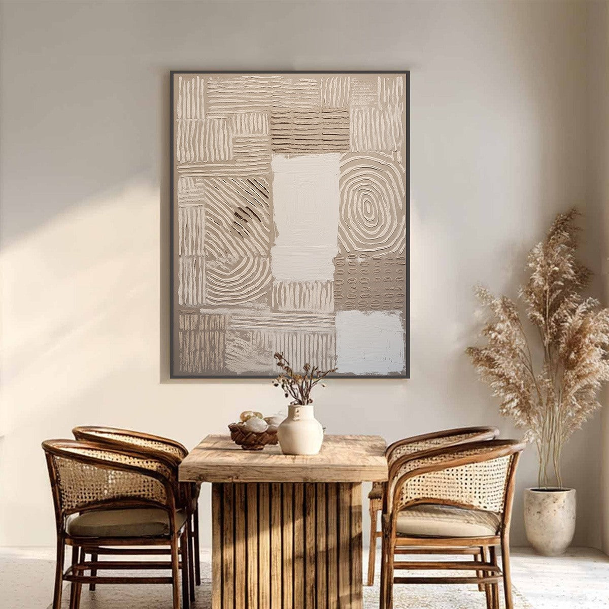 EARTHEN WEAVE: Textured Wabi Sabi Abstract Painting in Neutral Tones - Image 2