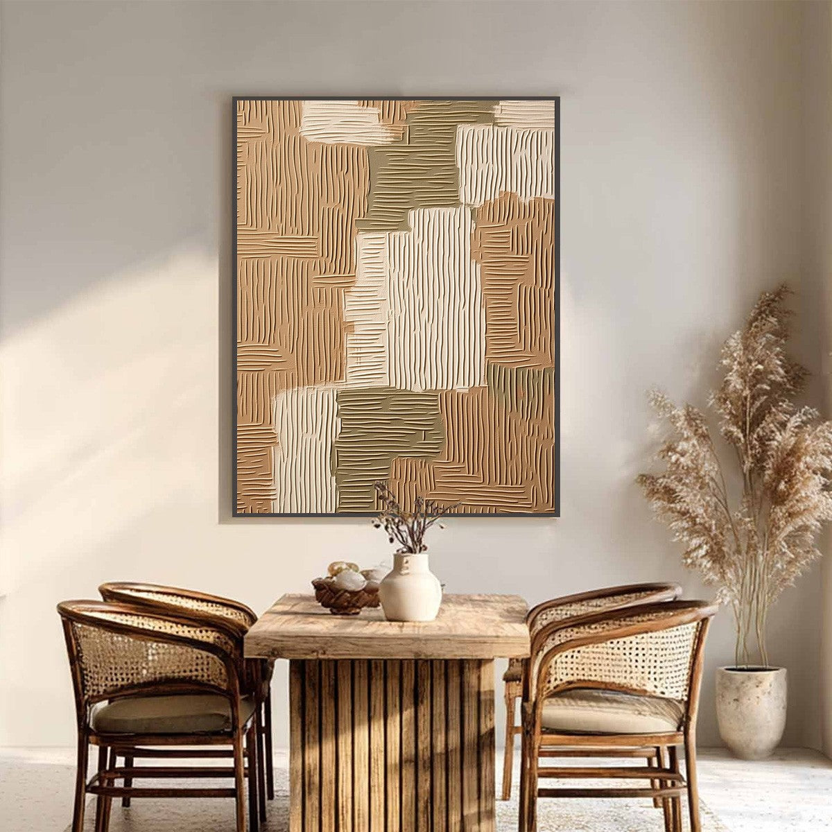 EARTHEN WEAVE: Textured Wabi Sabi Abstract Painting in Neutral Tones - Image 2