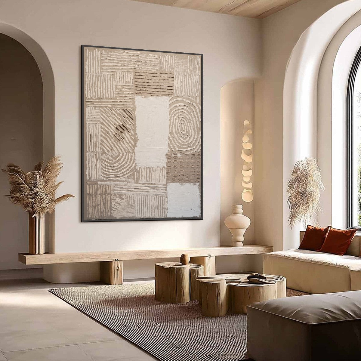 EARTHEN WEAVE: Textured Wabi Sabi Abstract Painting in Neutral Tones - Image 7